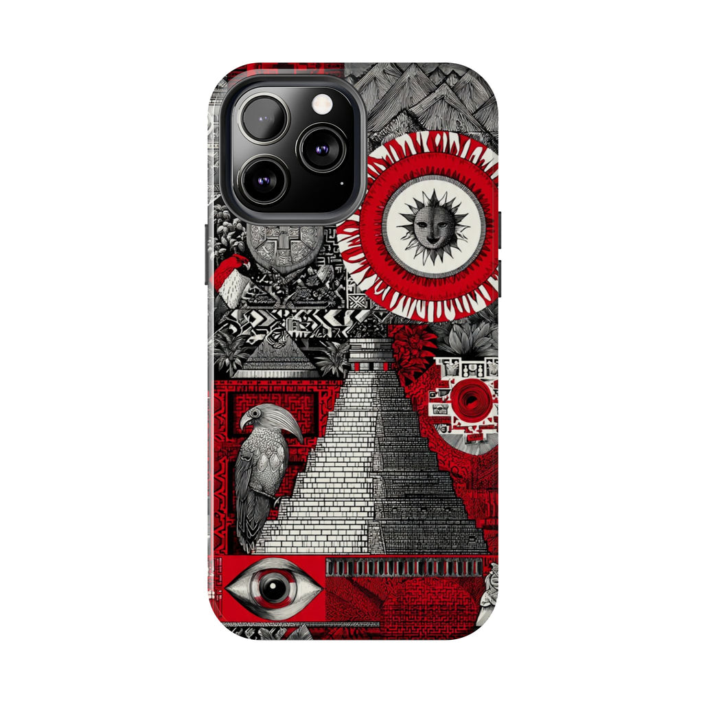Tough Phone Case — Red Inca Pyramid Collage (Sun & Raven)