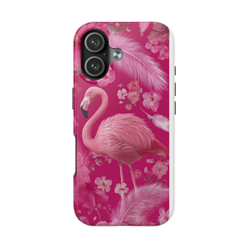 Flamingo Floral Tough Phone Case — Pink Tropical Feather Design