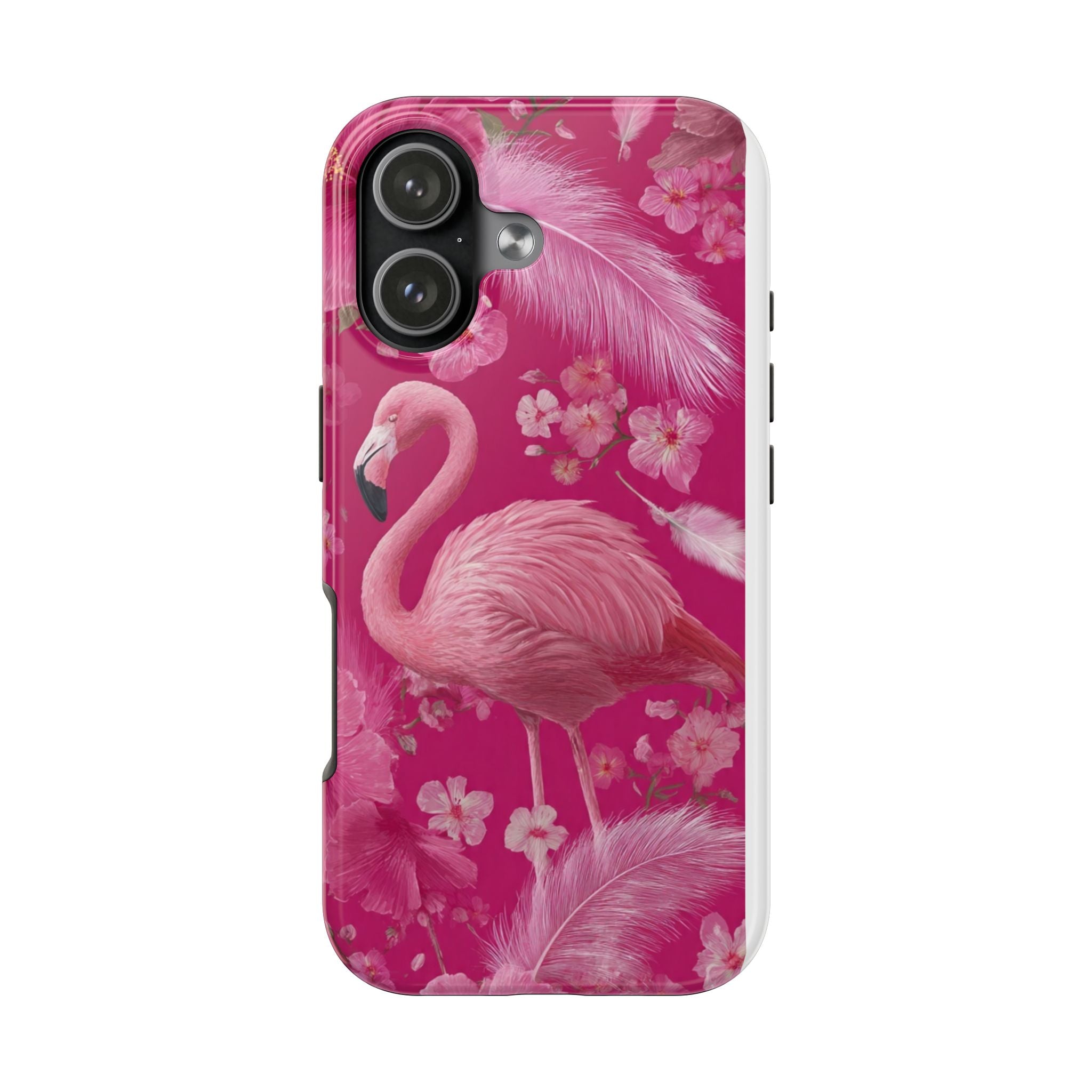 Flamingo Floral Tough Phone Case — Pink Tropical Feather Design