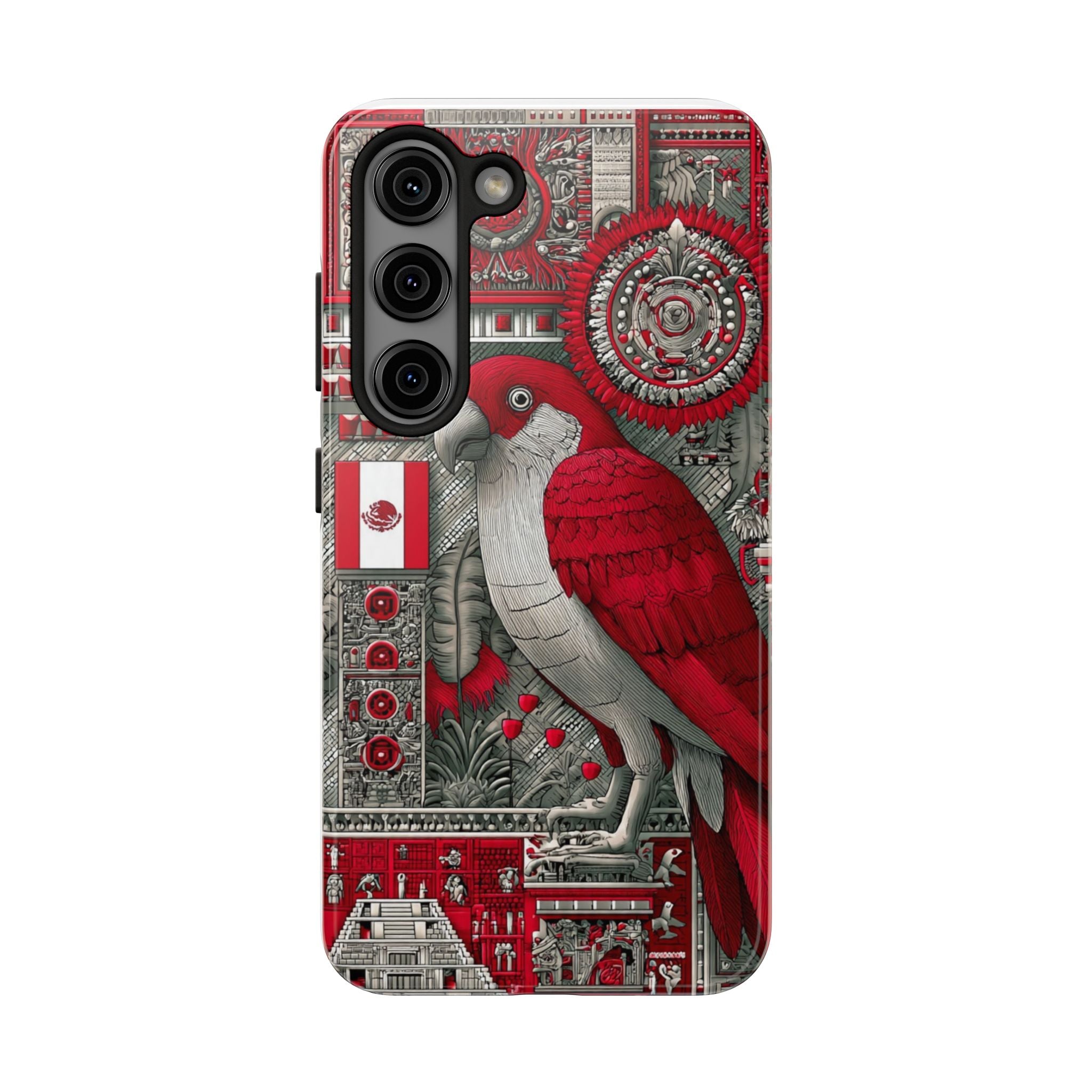 Tough Phone Case — Red Parrot Graphic Impact-Resistant Phone Cover