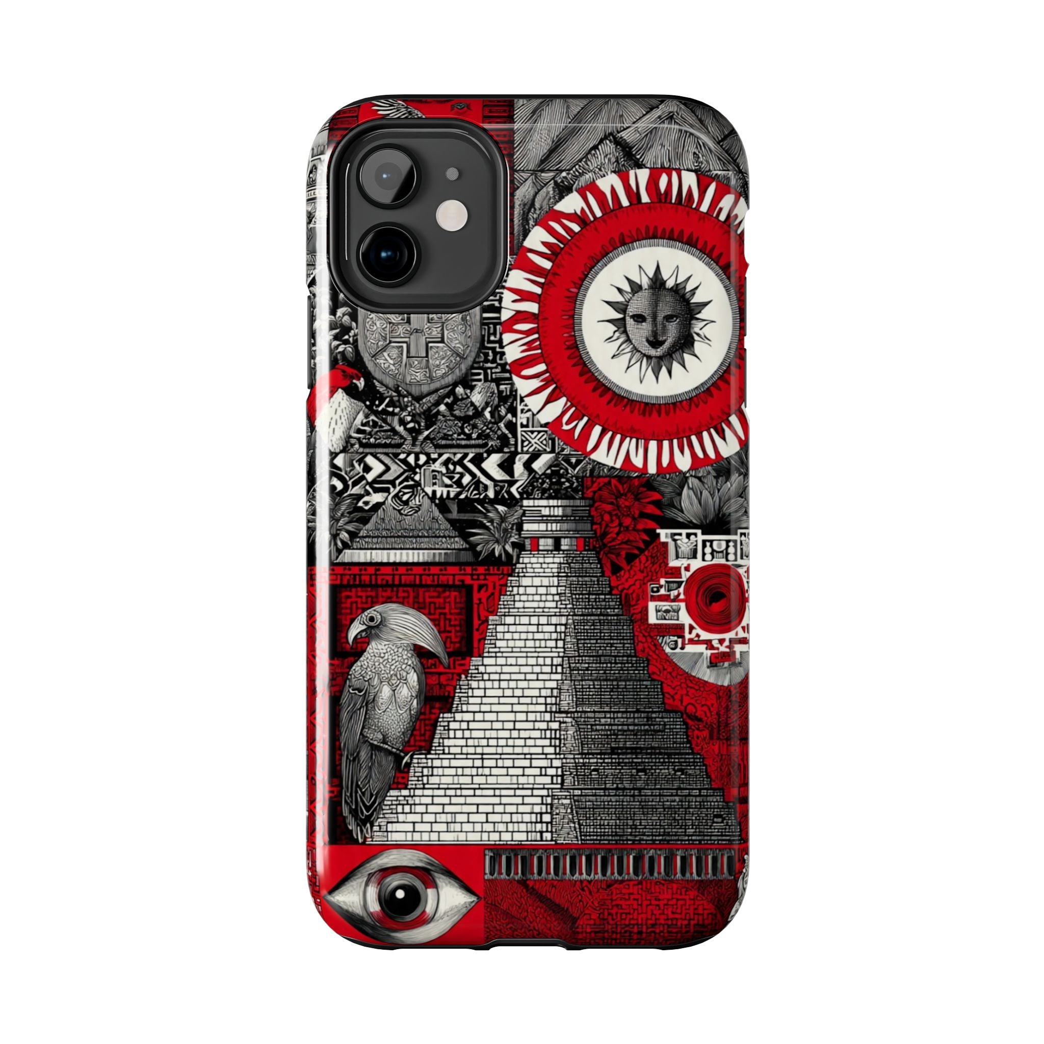 Tough Phone Case — Red Inca Pyramid Collage (Sun & Raven)