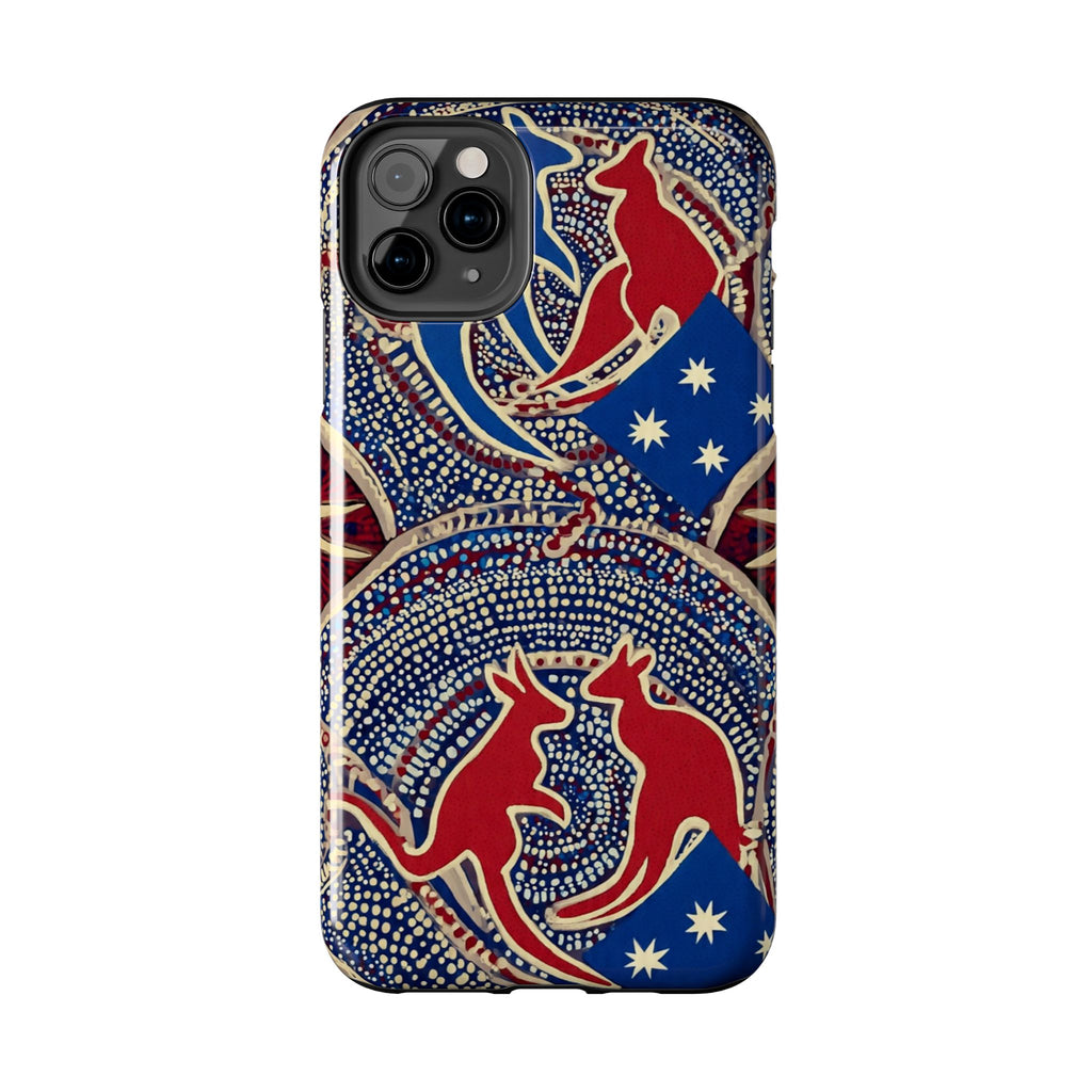 Australian Aboriginal Style Kangaroo Tough Phone Case — Patriotic Dot Art Phone Cover