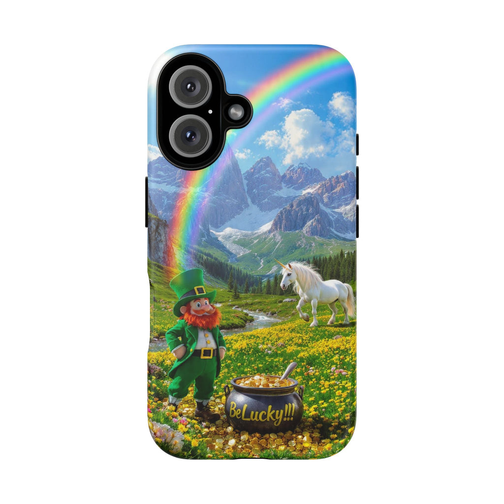 Lucky Leprechaun & Unicorn Phone Case — Rainbow Pot of Gold Protective Cover