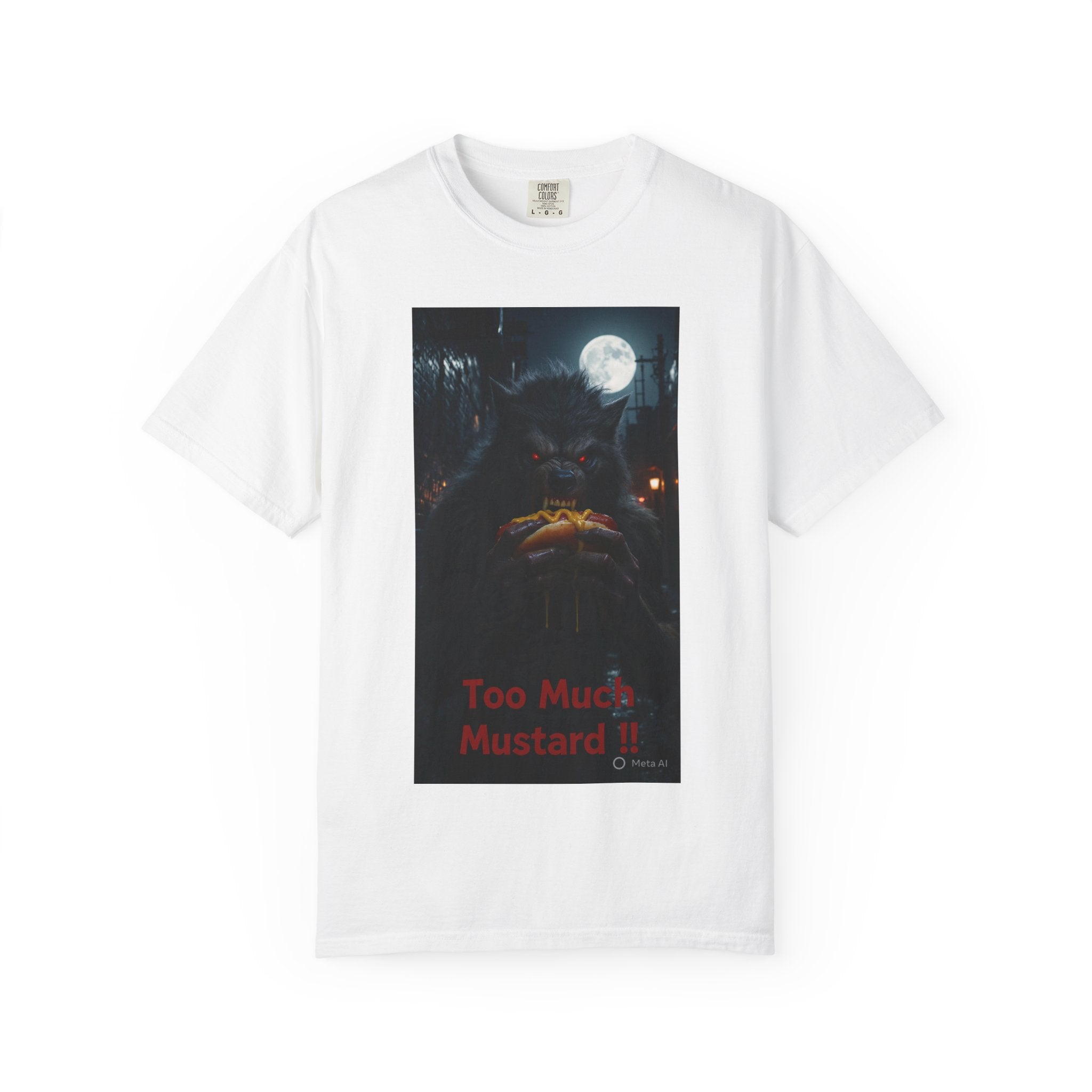 Too Much Mustard T-Shirt — Night Werewolf Sandwich Graphic Tee