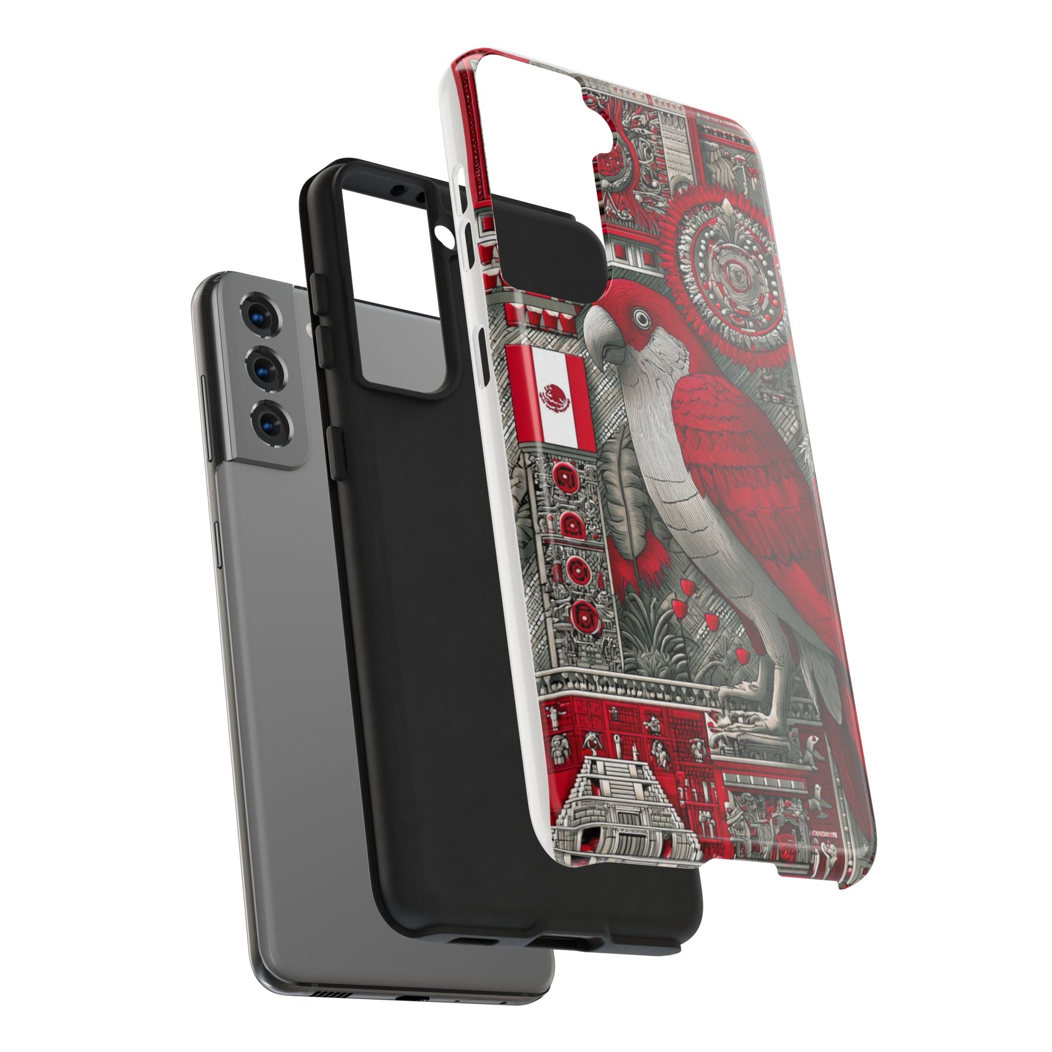 Tough Phone Case — Red Parrot Graphic Impact-Resistant Phone Cover
