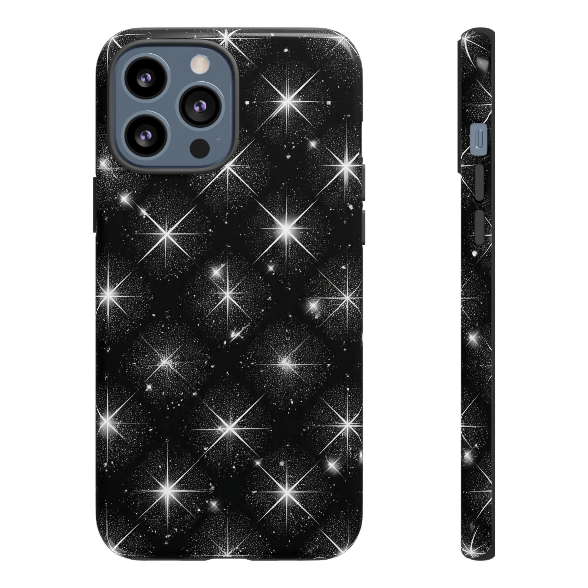 Galaxy Sparkle Tough Phone Case — Black Starfield Protective Cover