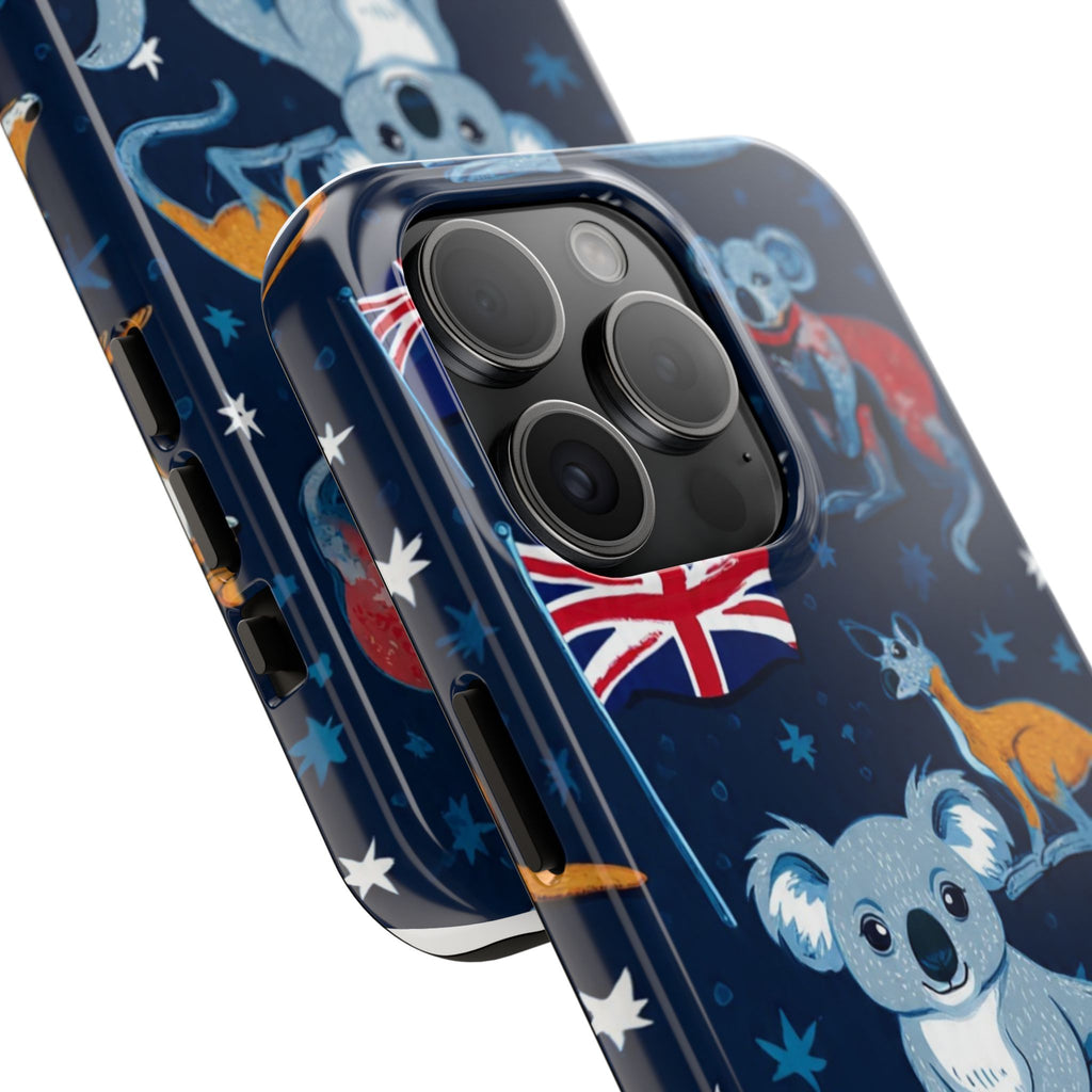 Australian Wildlife Tough Phone Case — Koala & Kangaroo Flag Design