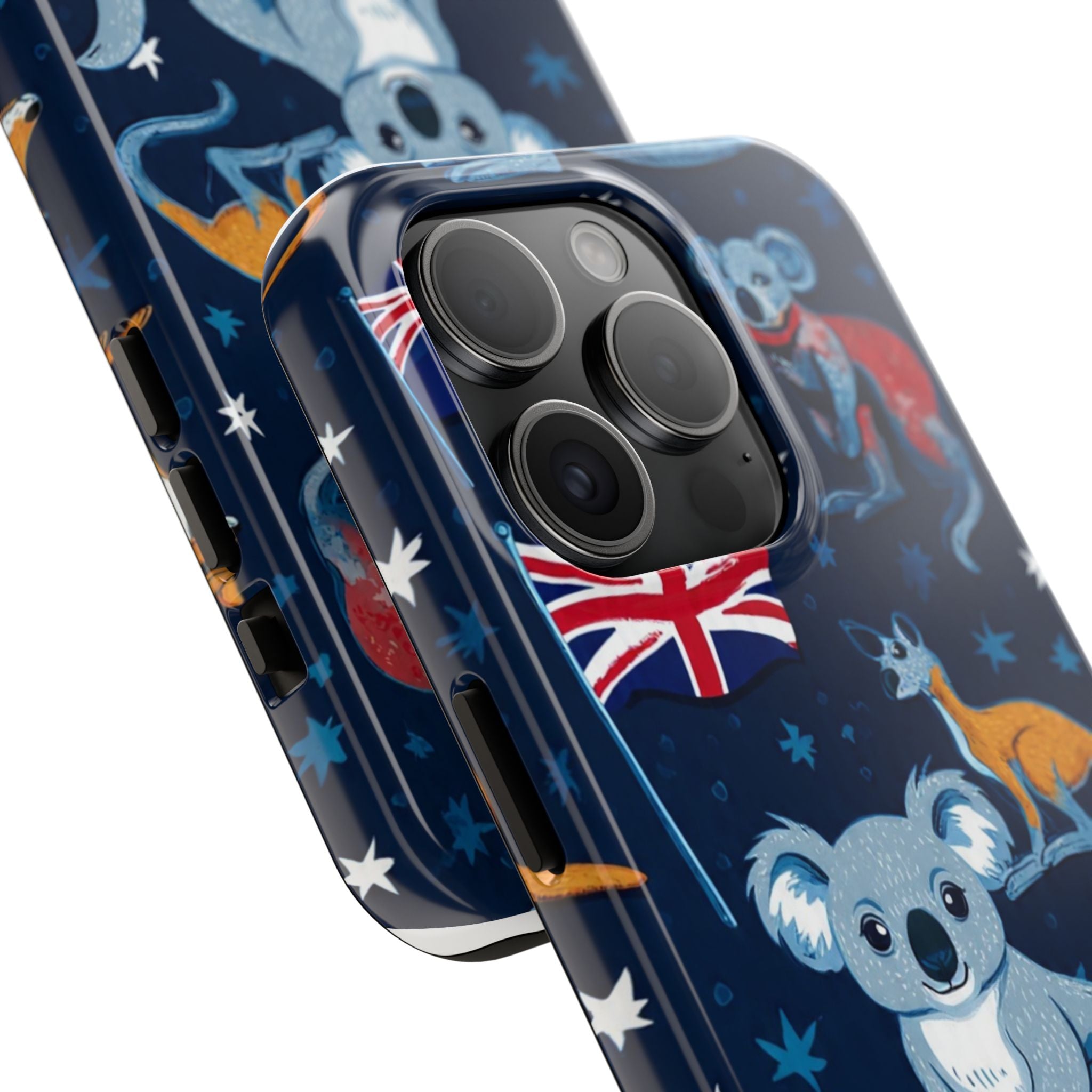 Australian Wildlife Tough Phone Case — Koala & Kangaroo Flag Design