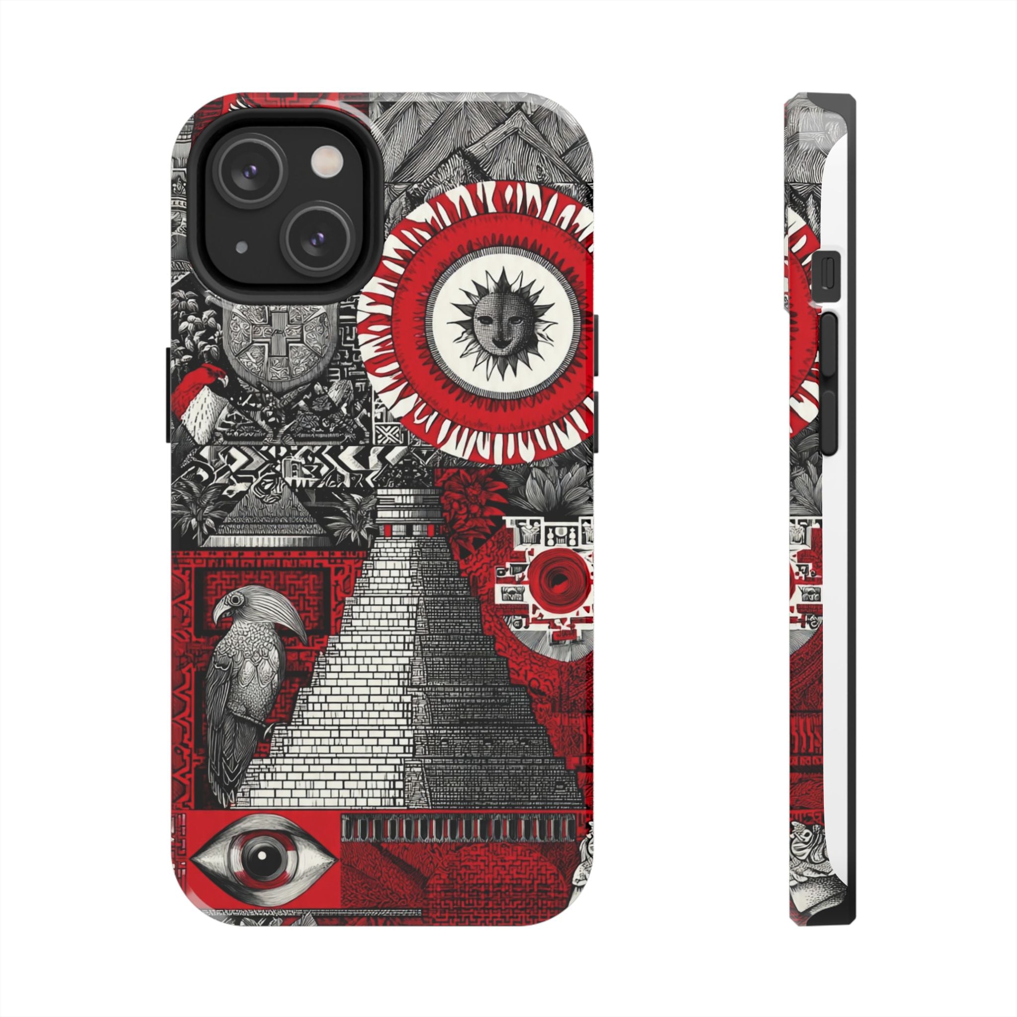 Tough Phone Case — Red Inca Pyramid Collage (Sun & Raven)
