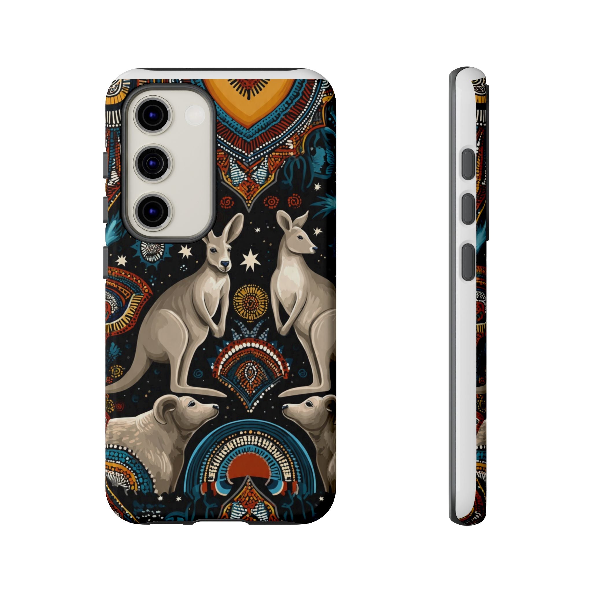 Kangaroo & Boomerang Tough Phone Case — Australian Wildlife Pattern