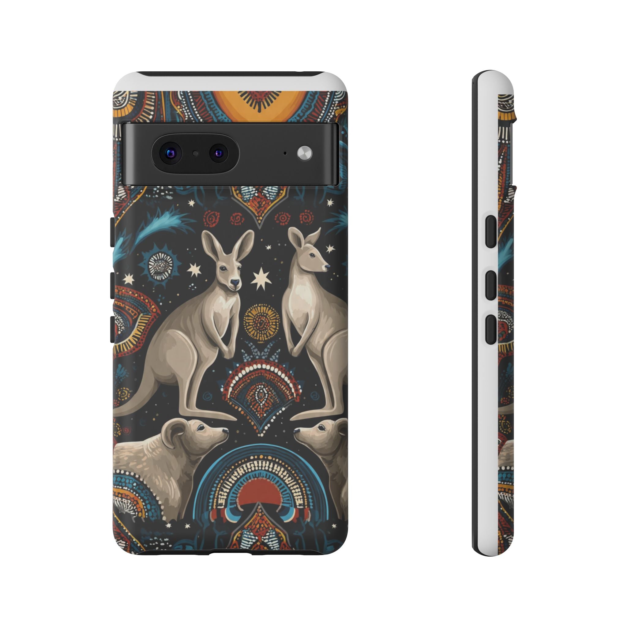Kangaroo & Boomerang Tough Phone Case — Australian Wildlife Pattern