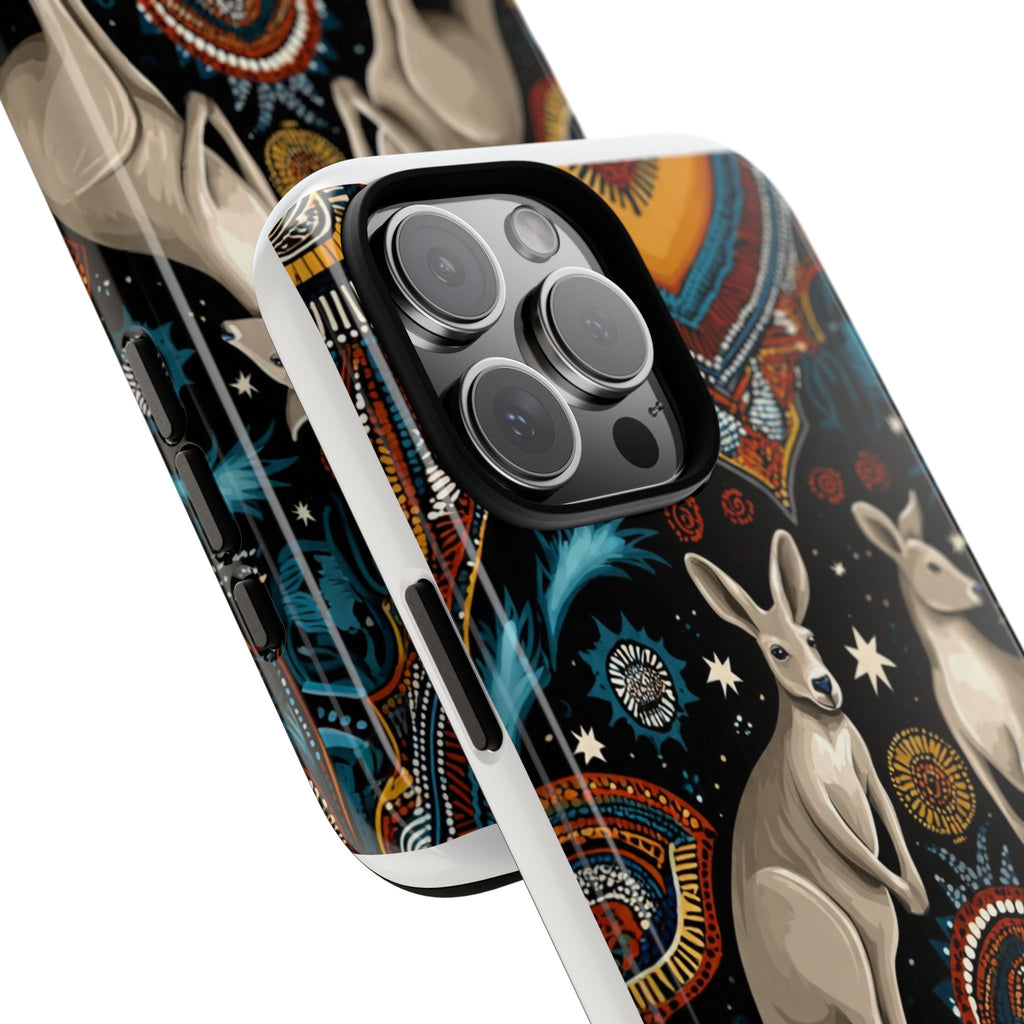 Kangaroo & Boomerang Tough Phone Case — Australian Wildlife Pattern