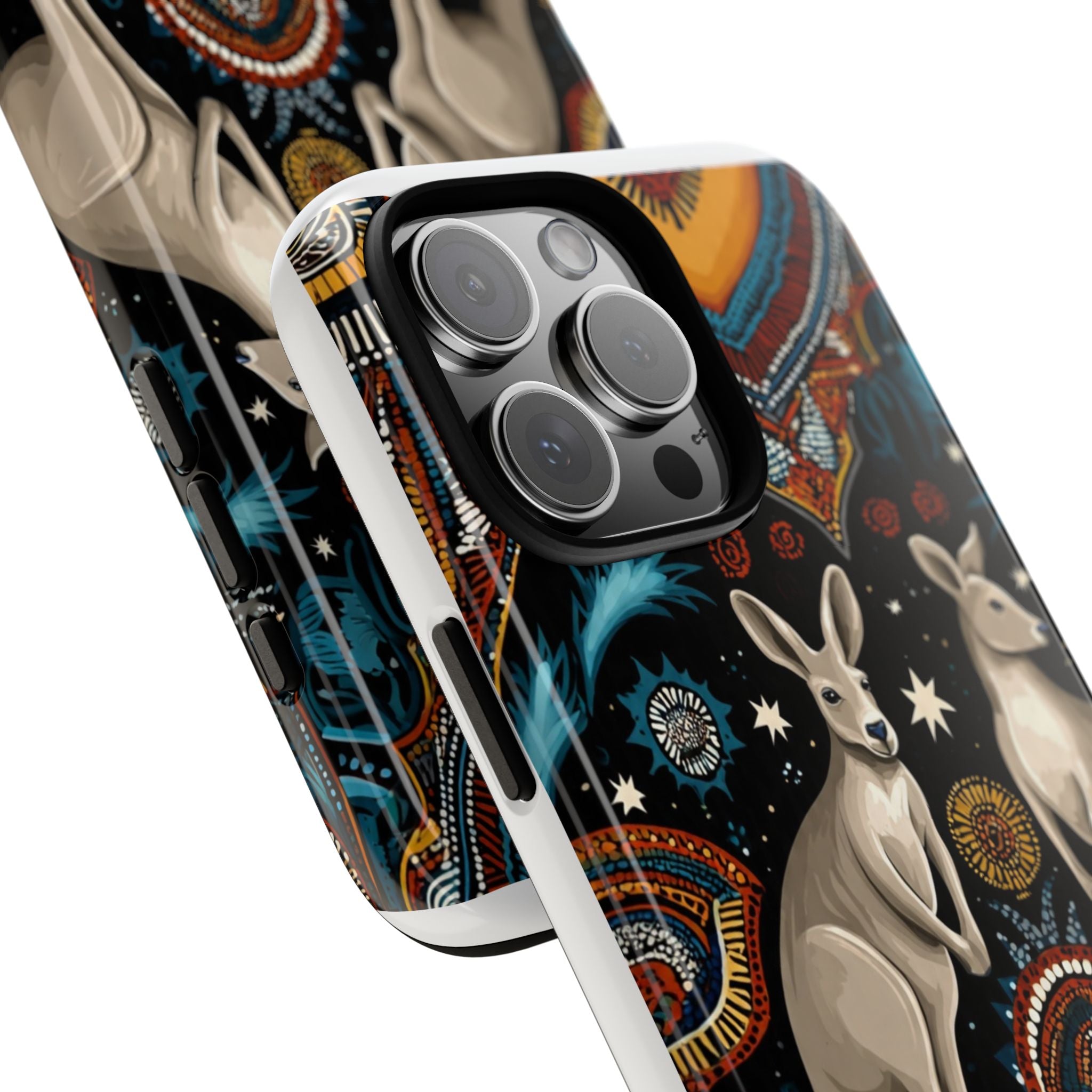 Kangaroo & Boomerang Tough Phone Case — Australian Wildlife Pattern