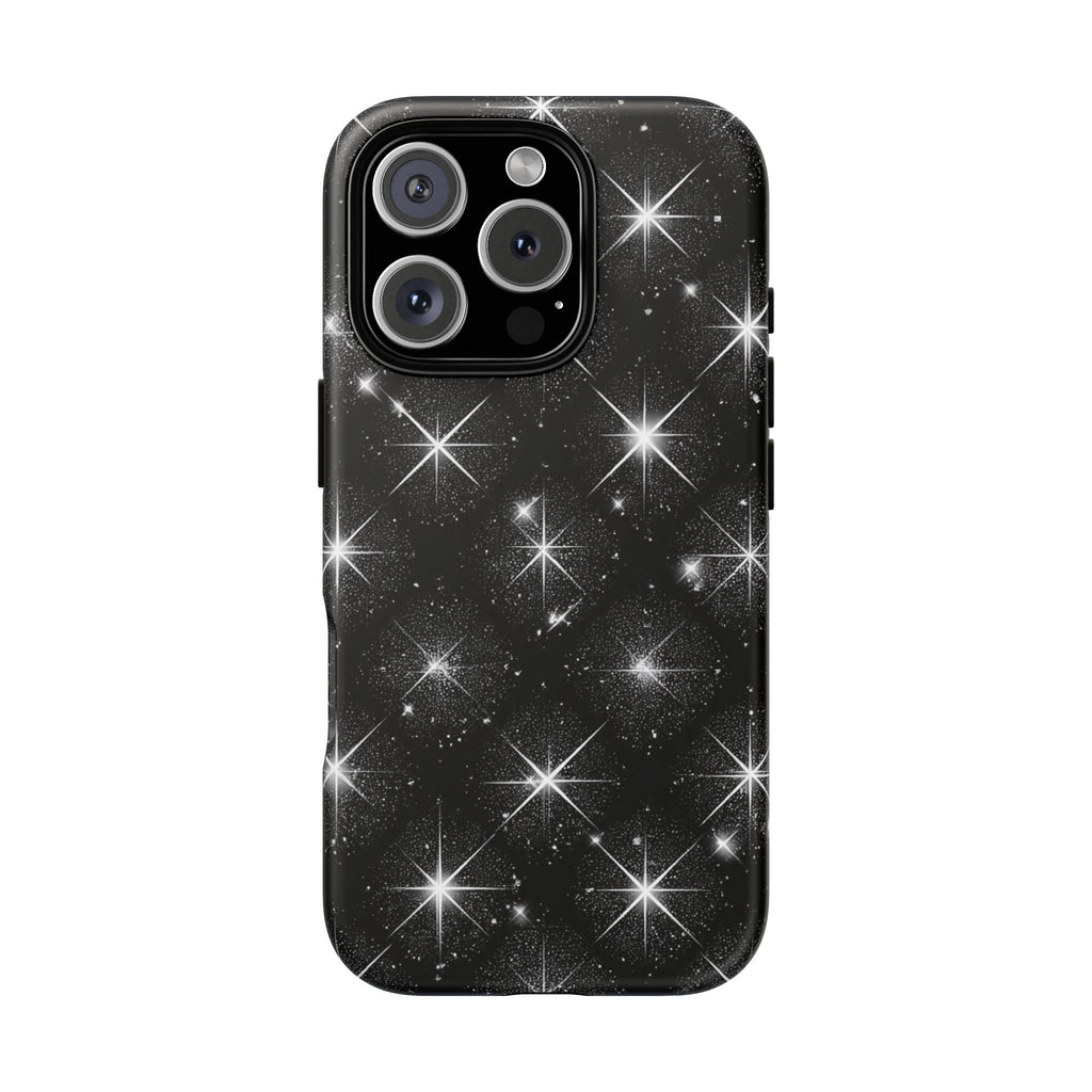 Galaxy Sparkle Tough Phone Case — Black Starfield Protective Cover