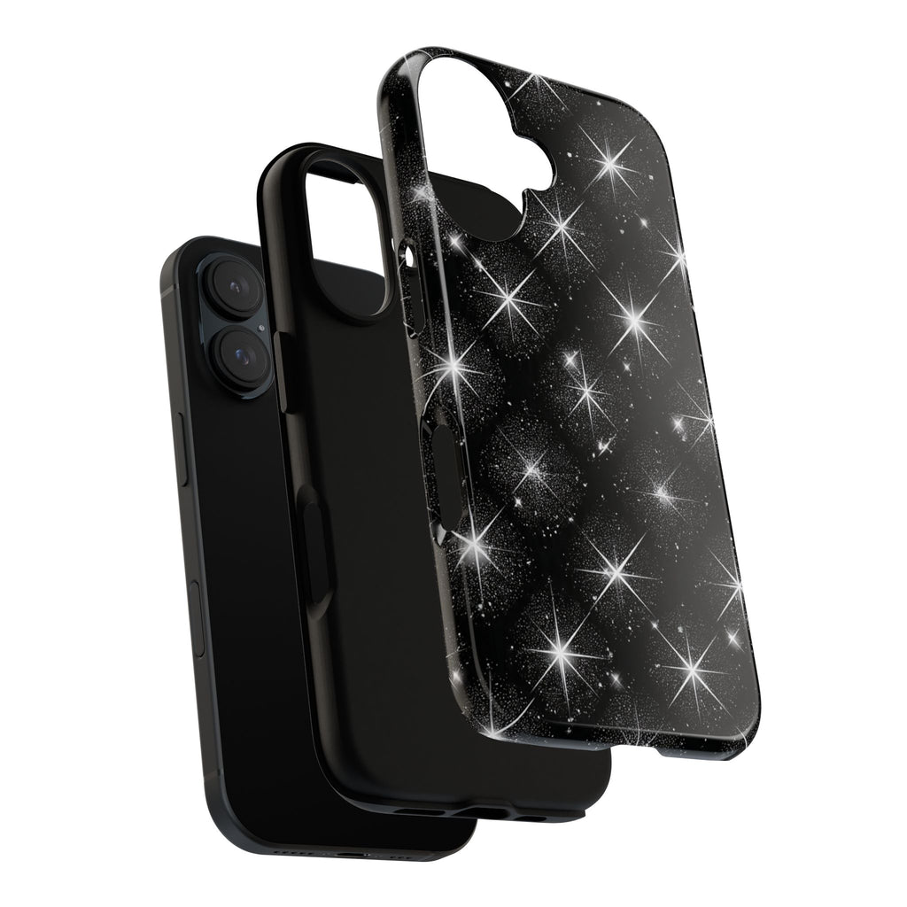 Galaxy Sparkle Tough Phone Case — Black Starfield Protective Cover