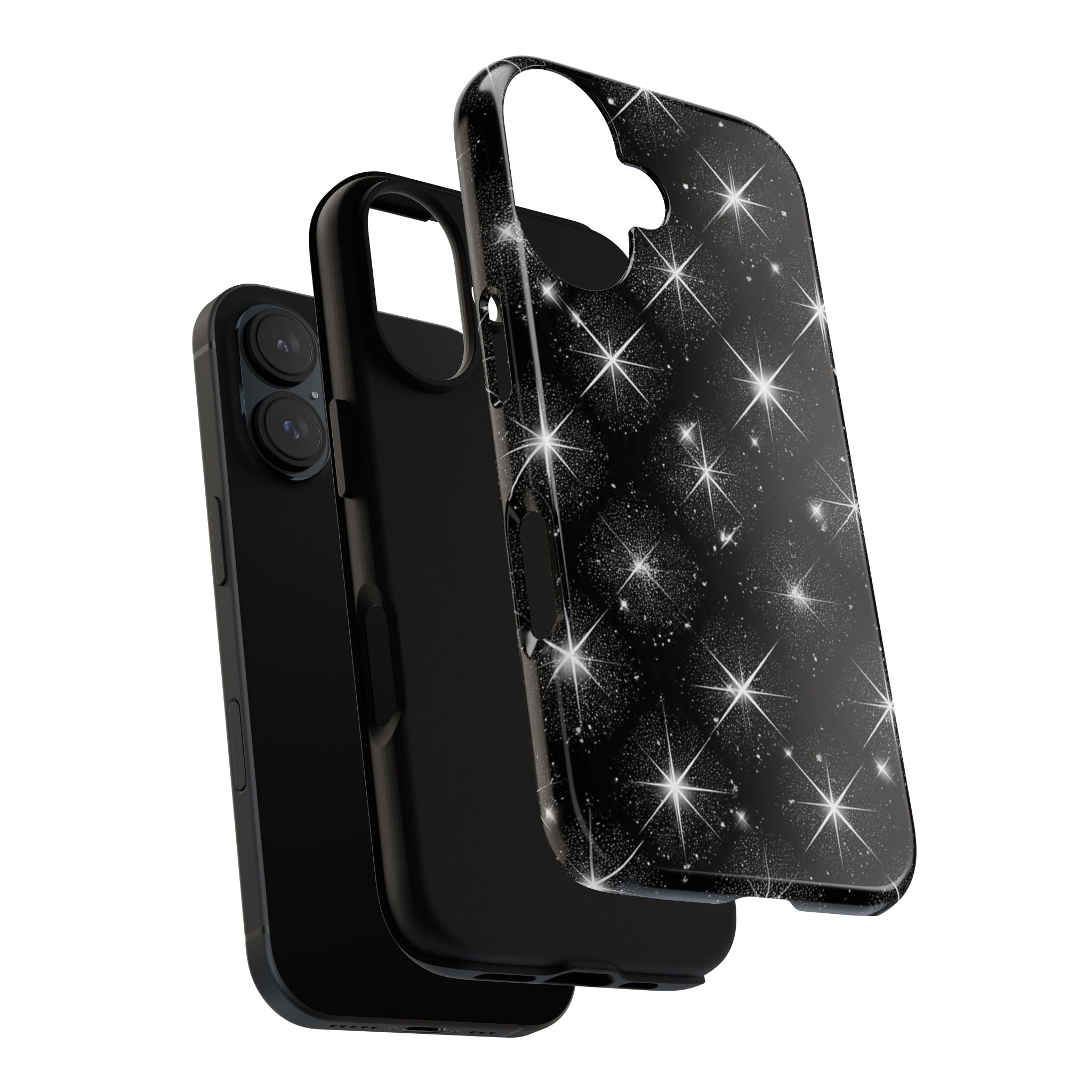 Galaxy Sparkle Tough Phone Case — Black Starfield Protective Cover