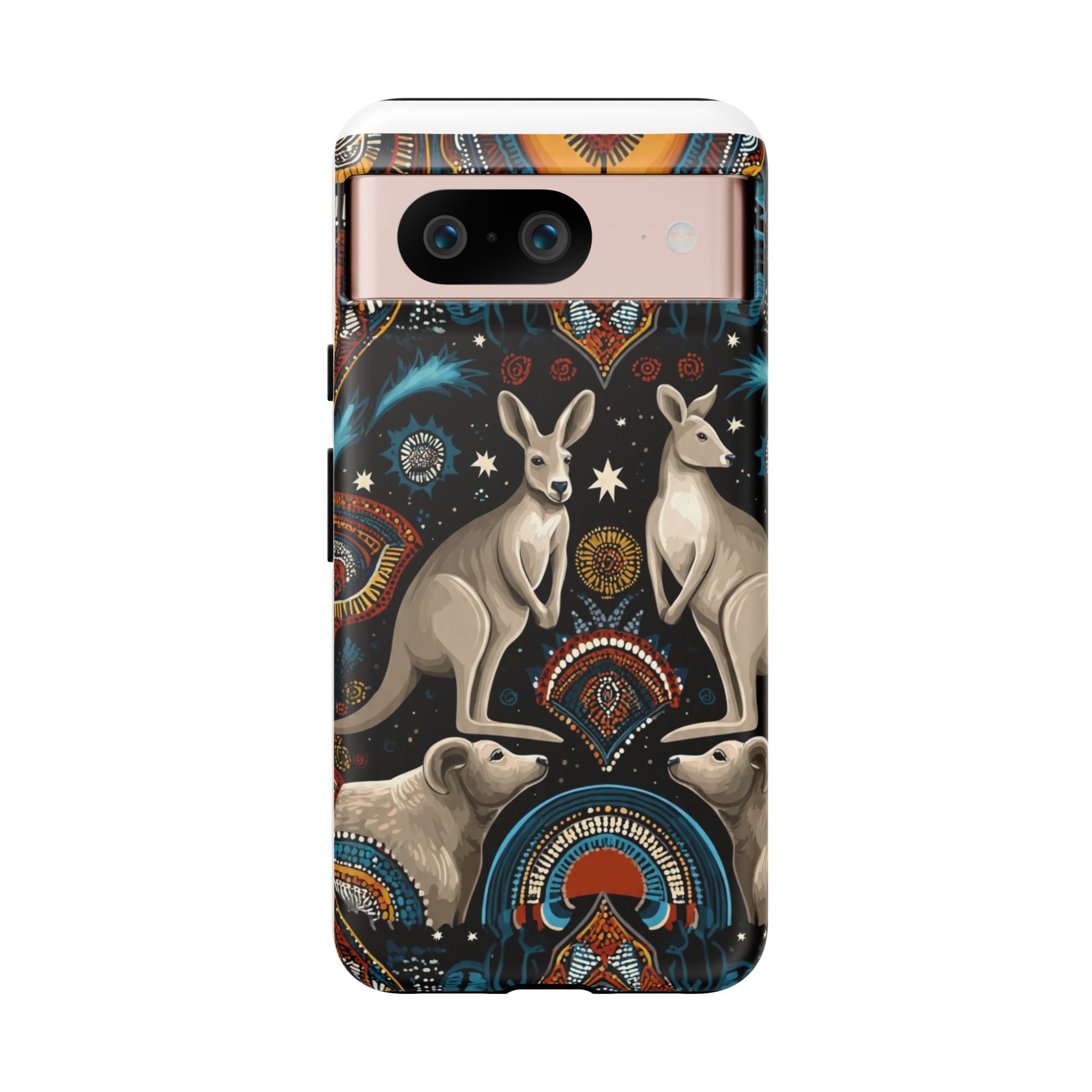 Kangaroo & Boomerang Tough Phone Case — Australian Wildlife Pattern