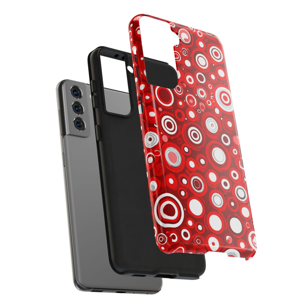 Red Retro Circles Tough Phone Case — Durable Shockproof Protective Cover