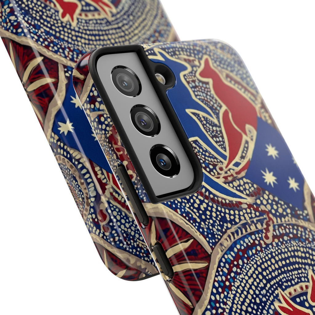 Australian Aboriginal Style Kangaroo Tough Phone Case — Patriotic Dot Art Phone Cover