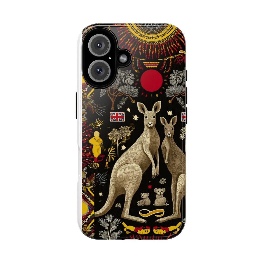Kangaroo Family Floral Tough Phone Case — Protective Australia Wildlife Design