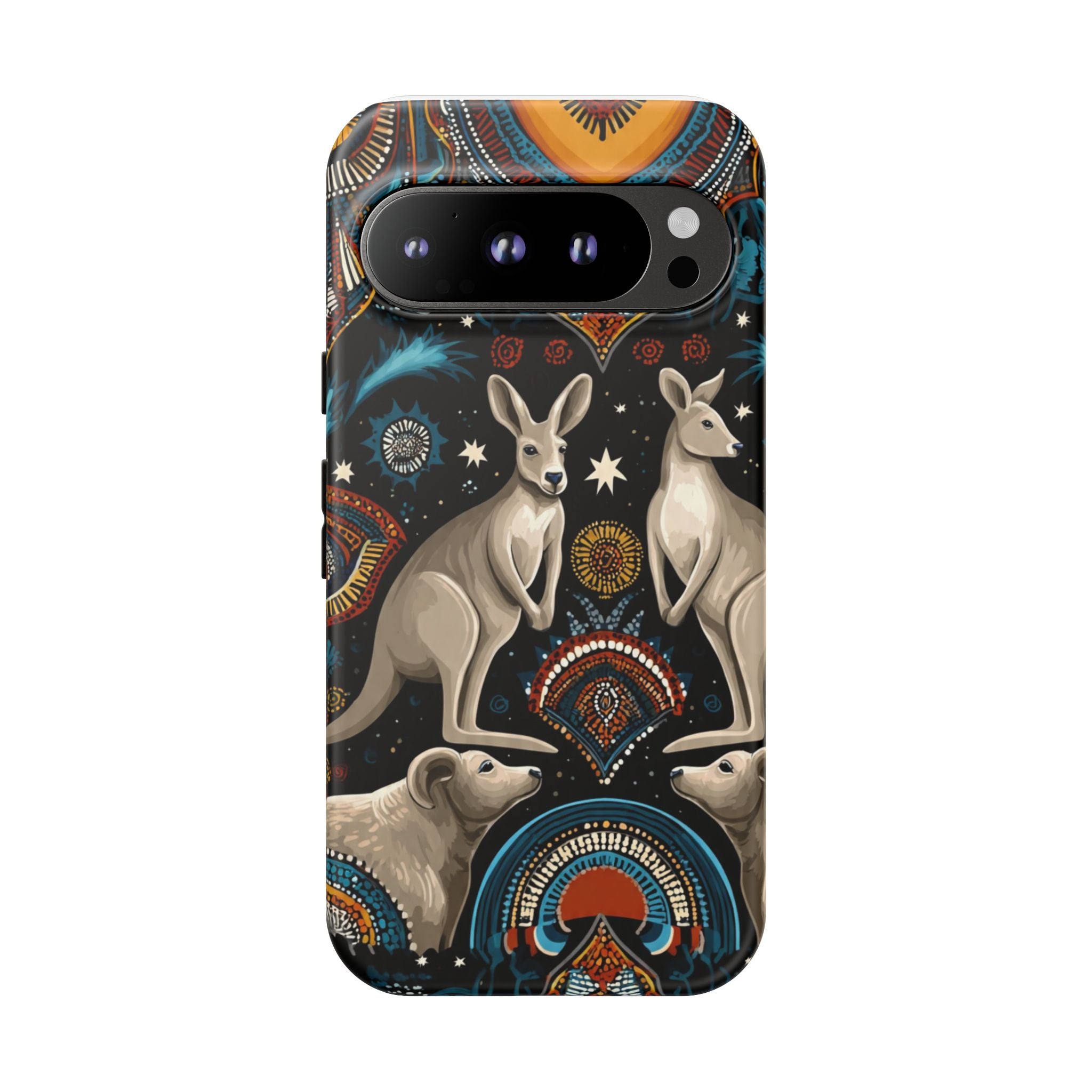 Kangaroo & Boomerang Tough Phone Case — Australian Wildlife Pattern