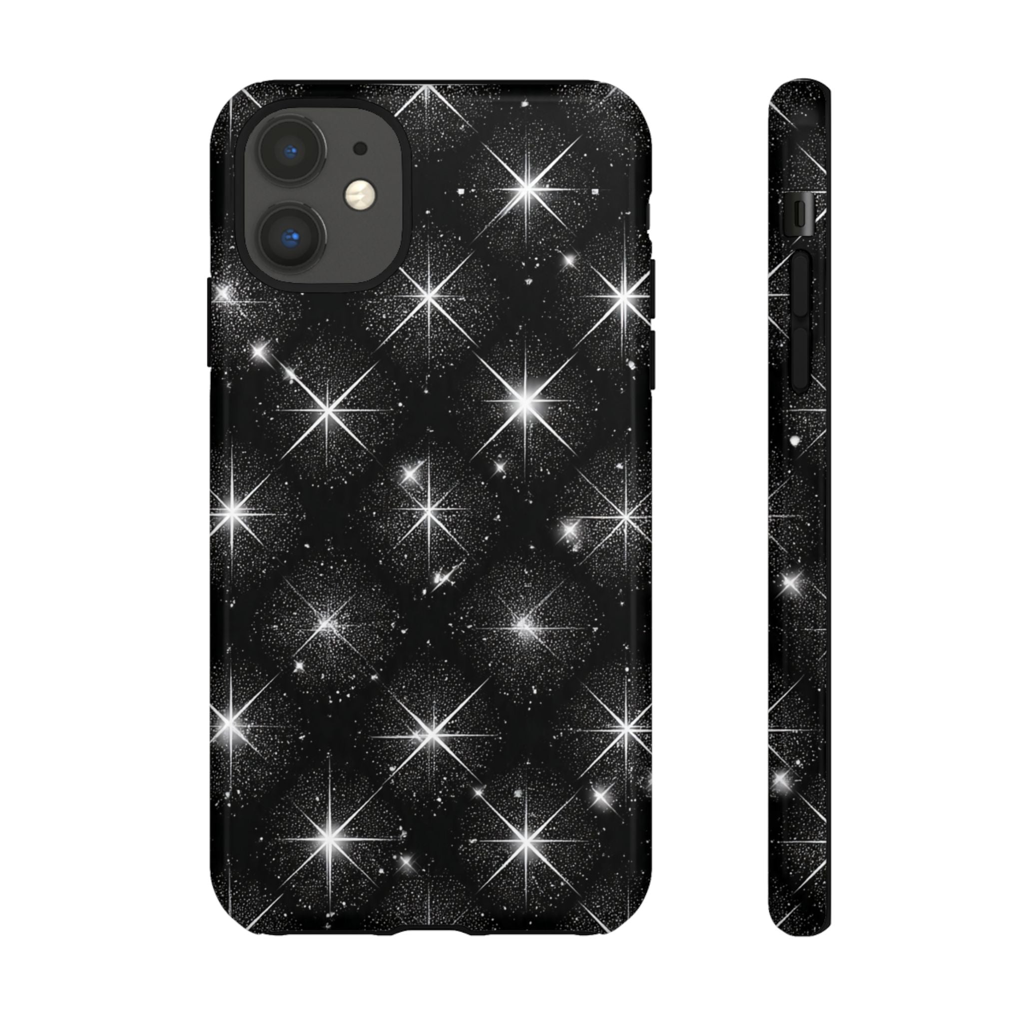 Galaxy Sparkle Tough Phone Case — Black Starfield Protective Cover