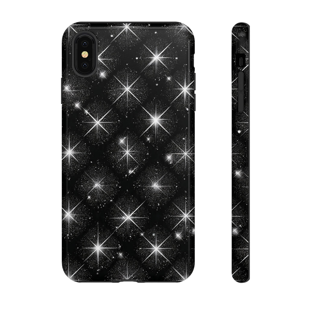 Galaxy Sparkle Tough Phone Case — Black Starfield Protective Cover