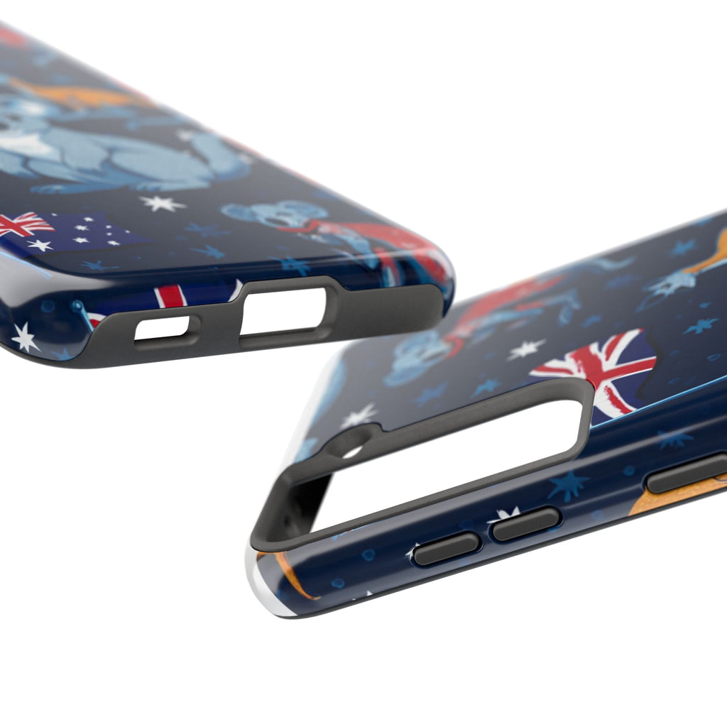 Australian Wildlife Tough Phone Case — Koala & Kangaroo Flag Design