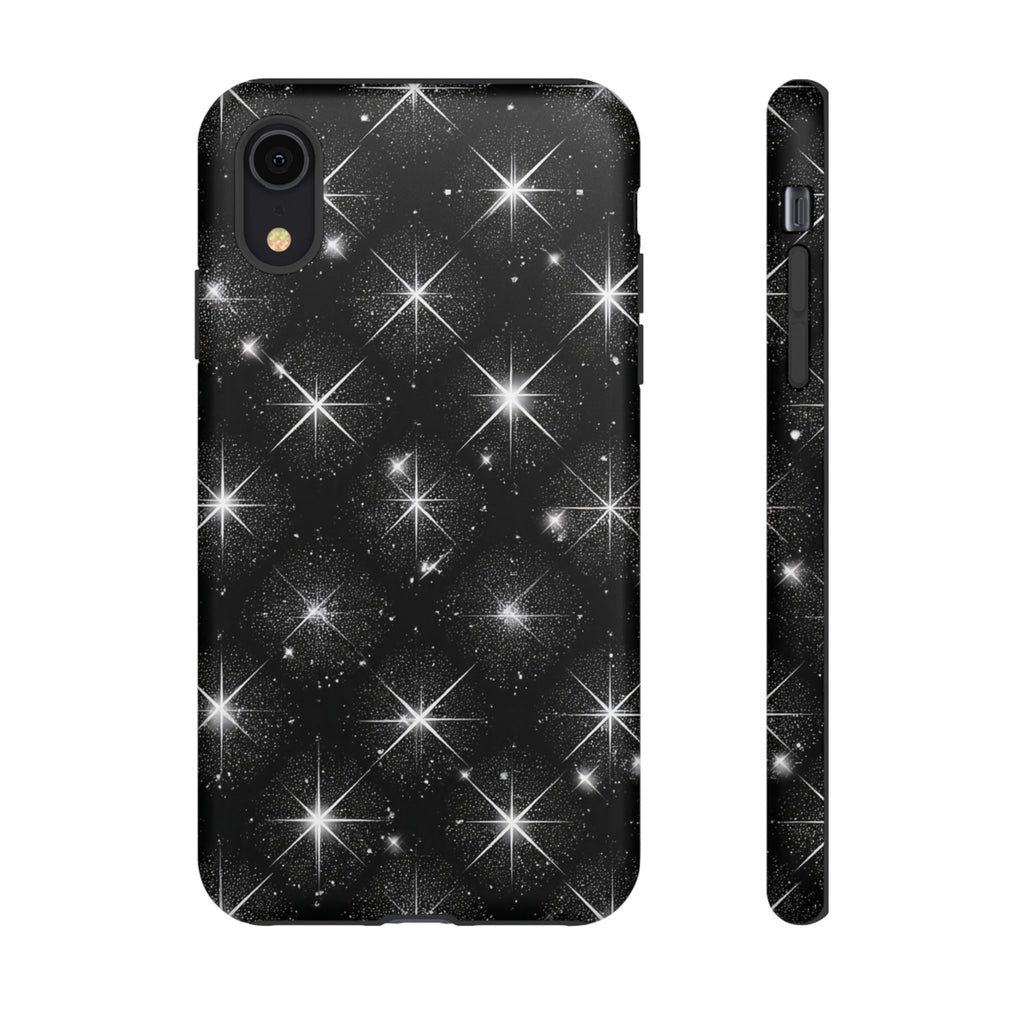 Galaxy Sparkle Tough Phone Case — Black Starfield Protective Cover