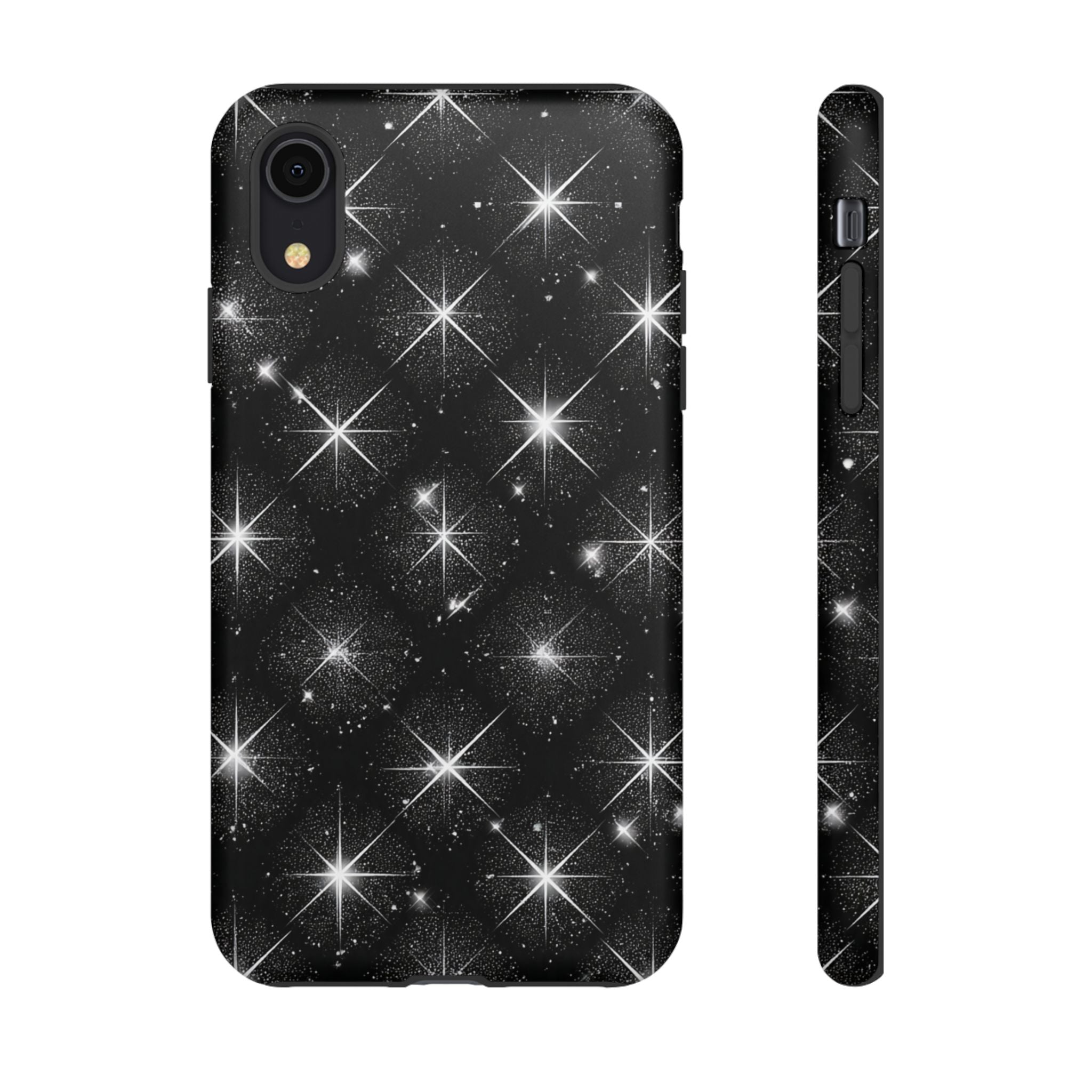 Galaxy Sparkle Tough Phone Case — Black Starfield Protective Cover