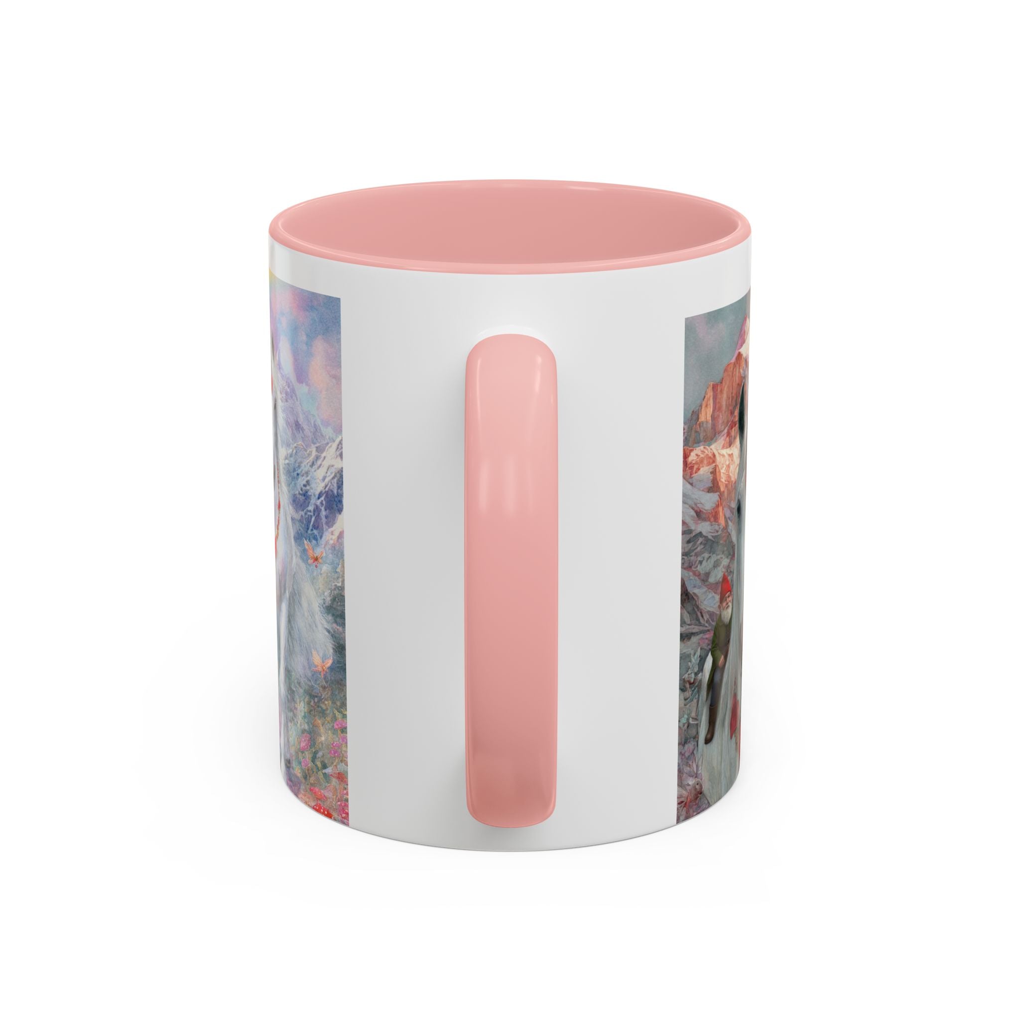 Unicorn Heart Rainbow Accent Coffee Mug — Magical White Unicorn with Heart Garland (11/15oz)