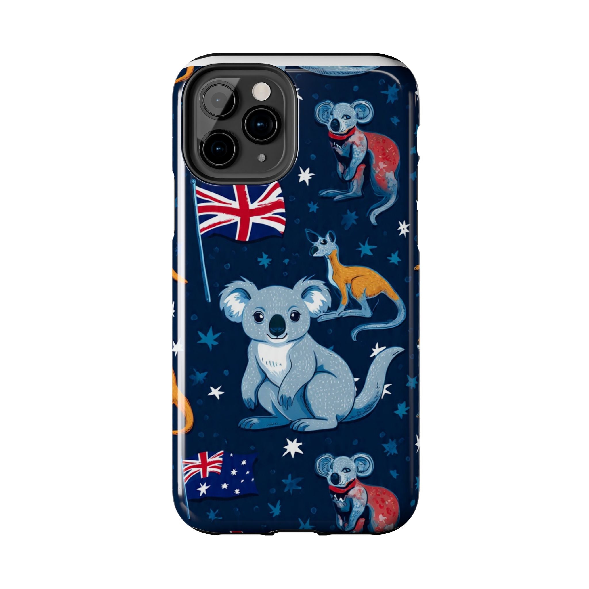 Australian Wildlife Tough Phone Case — Koala & Kangaroo Flag Design