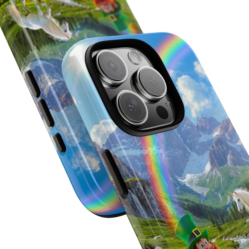Lucky Leprechaun & Unicorn Phone Case — Rainbow Pot of Gold Protective Cover