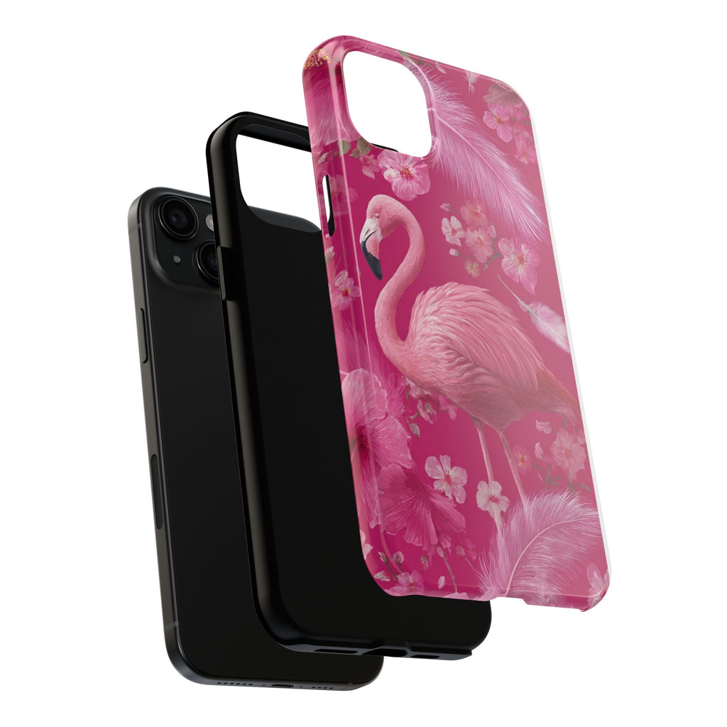 Flamingo Floral Tough Phone Case — Pink Tropical Feather Design