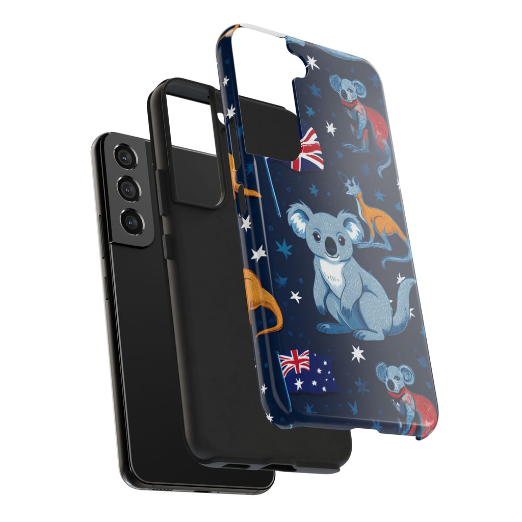 Australian Wildlife Tough Phone Case — Koala & Kangaroo Flag Design