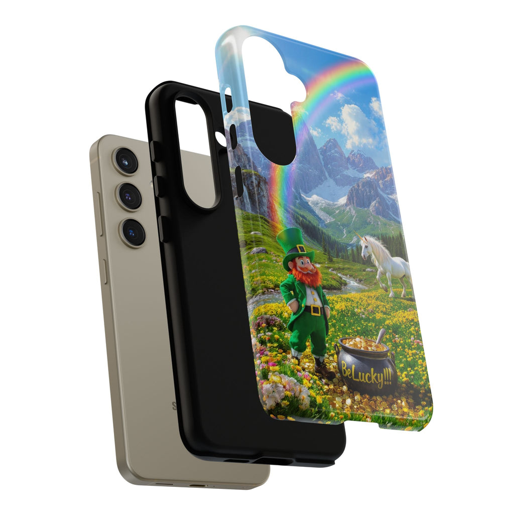 Lucky Leprechaun & Unicorn Phone Case — Rainbow Pot of Gold Protective Cover
