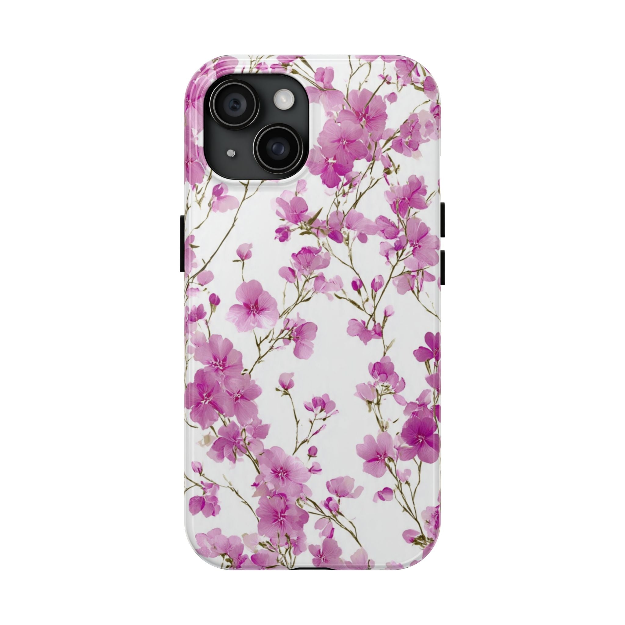 Floral Pink Blossoms Tough Phone Case — Durable Protective Phone Cover with Watercolor Cherry Blossom Design