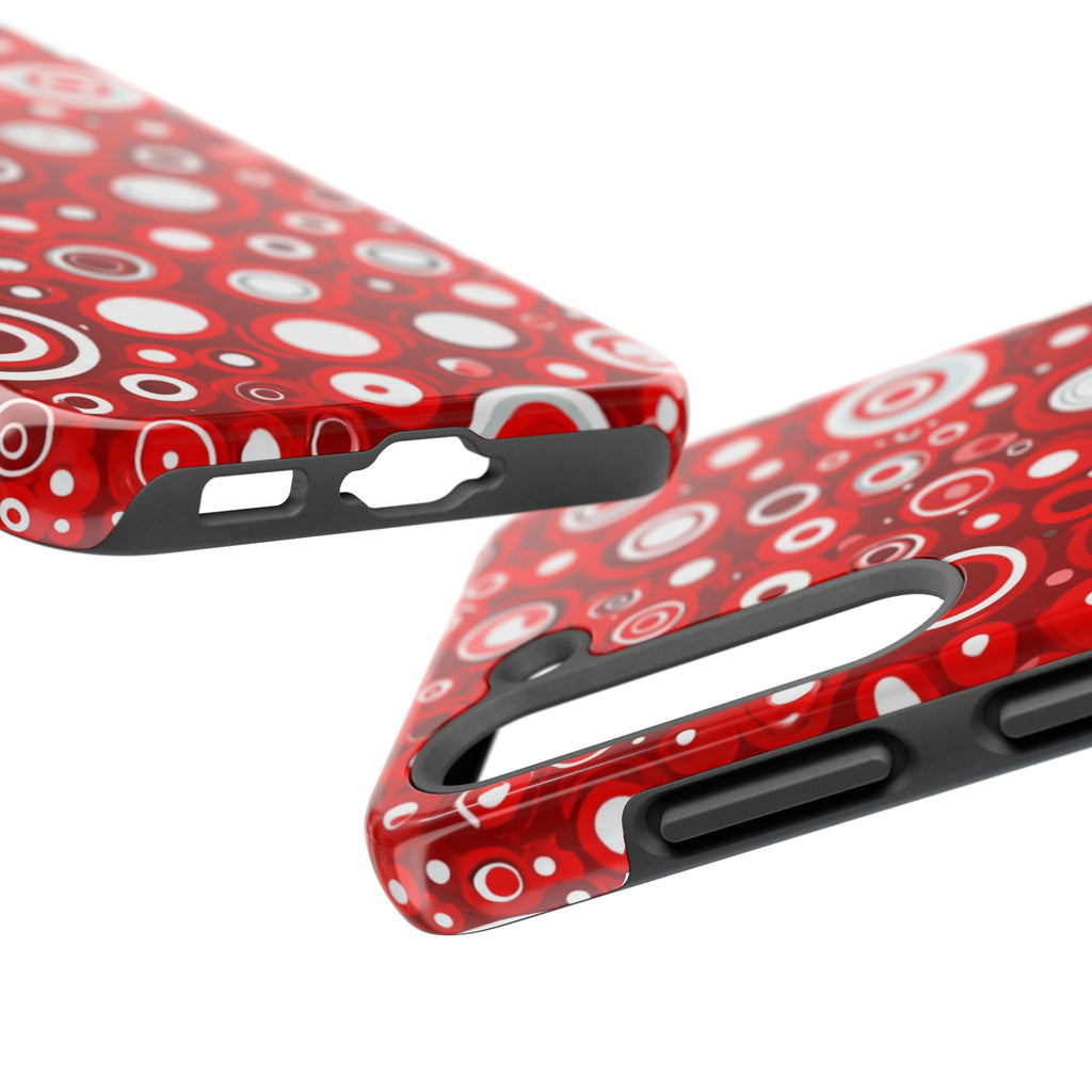 Red Retro Circles Tough Phone Case — Durable Shockproof Protective Cover