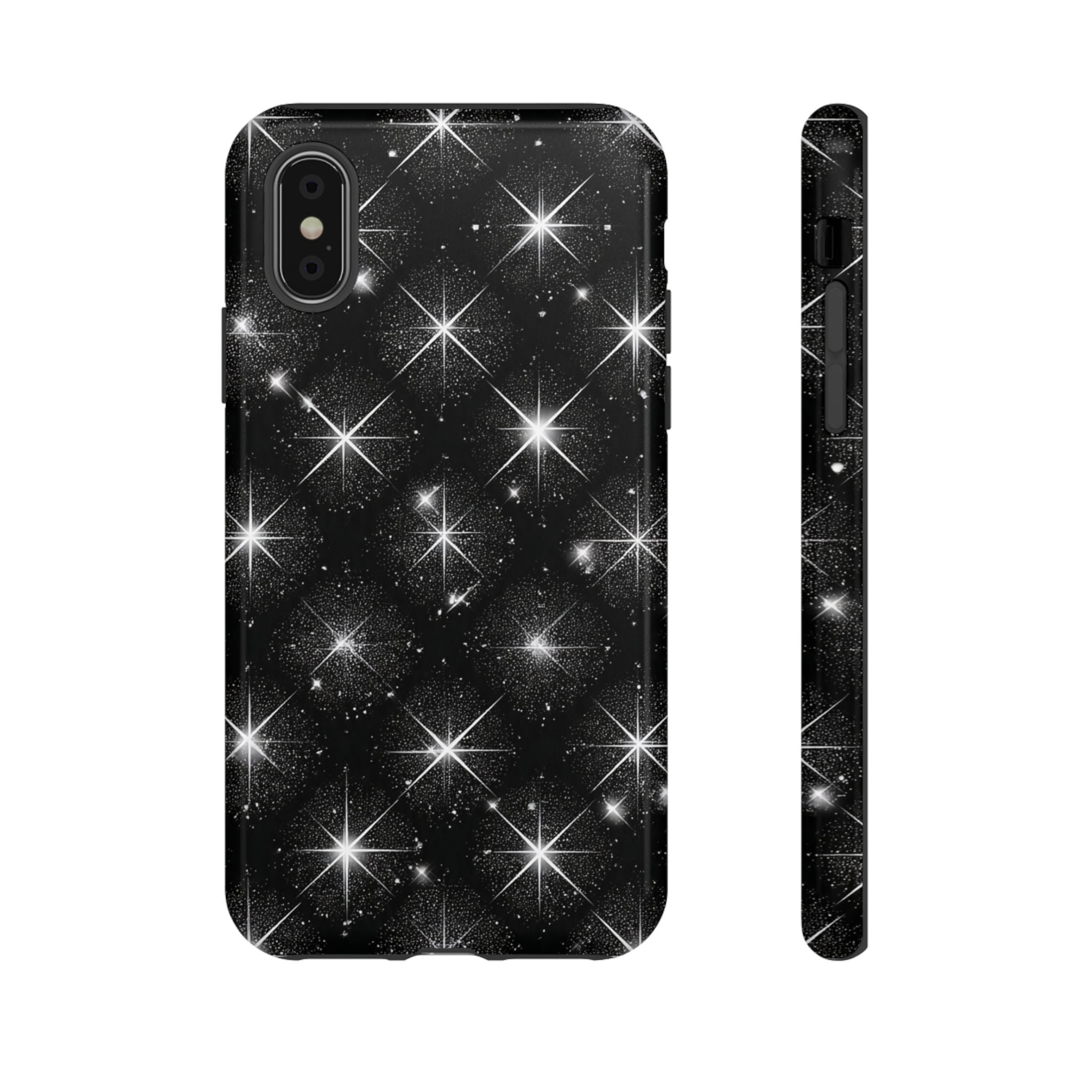 Galaxy Sparkle Tough Phone Case — Black Starfield Protective Cover