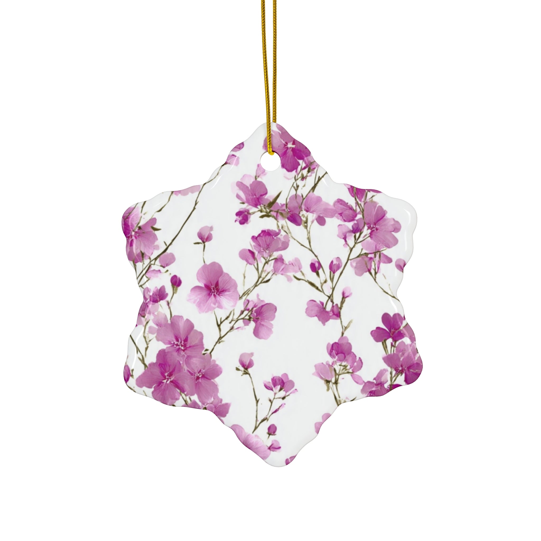 Pink Floral Ceramic Ornament — Star Shape Easter & Mother's Day Keepsake