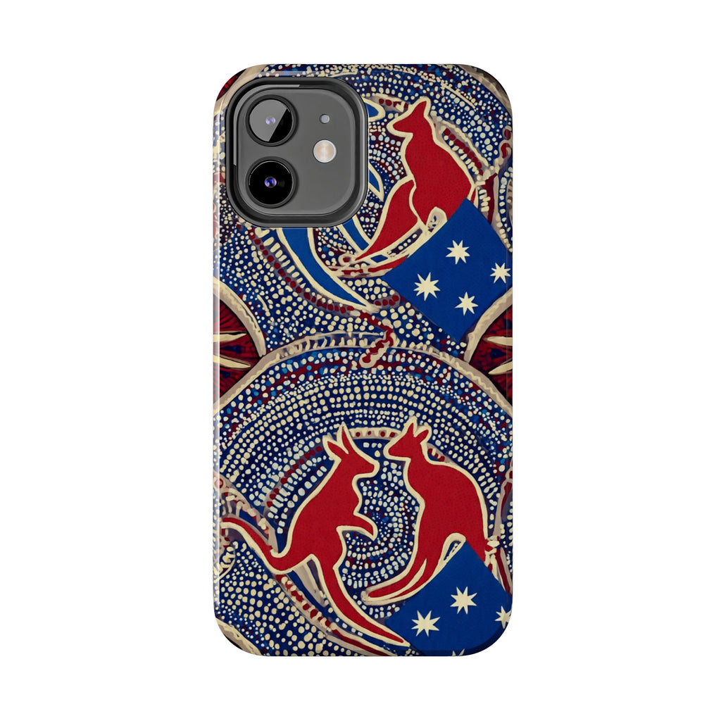 Australian Aboriginal Style Kangaroo Tough Phone Case — Patriotic Dot Art Phone Cover