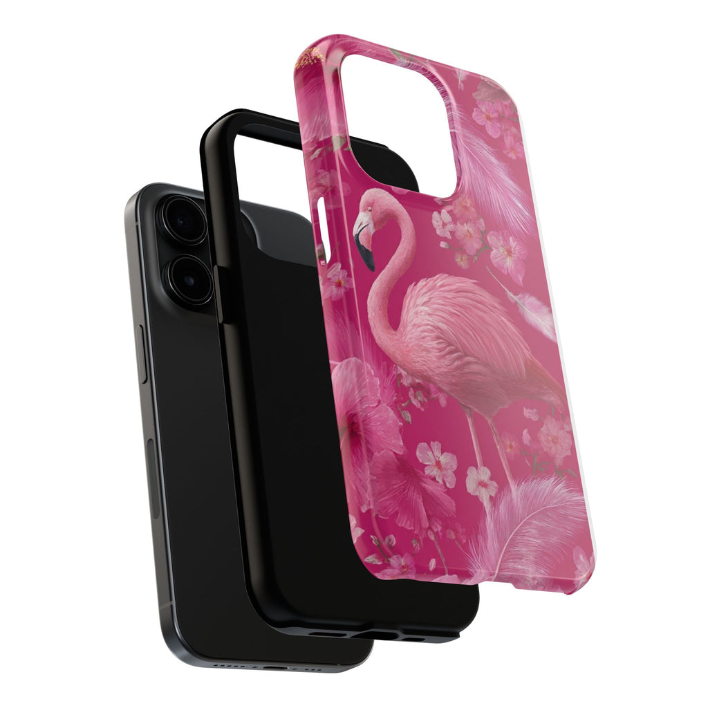 Flamingo Floral Tough Phone Case — Pink Tropical Feather Design