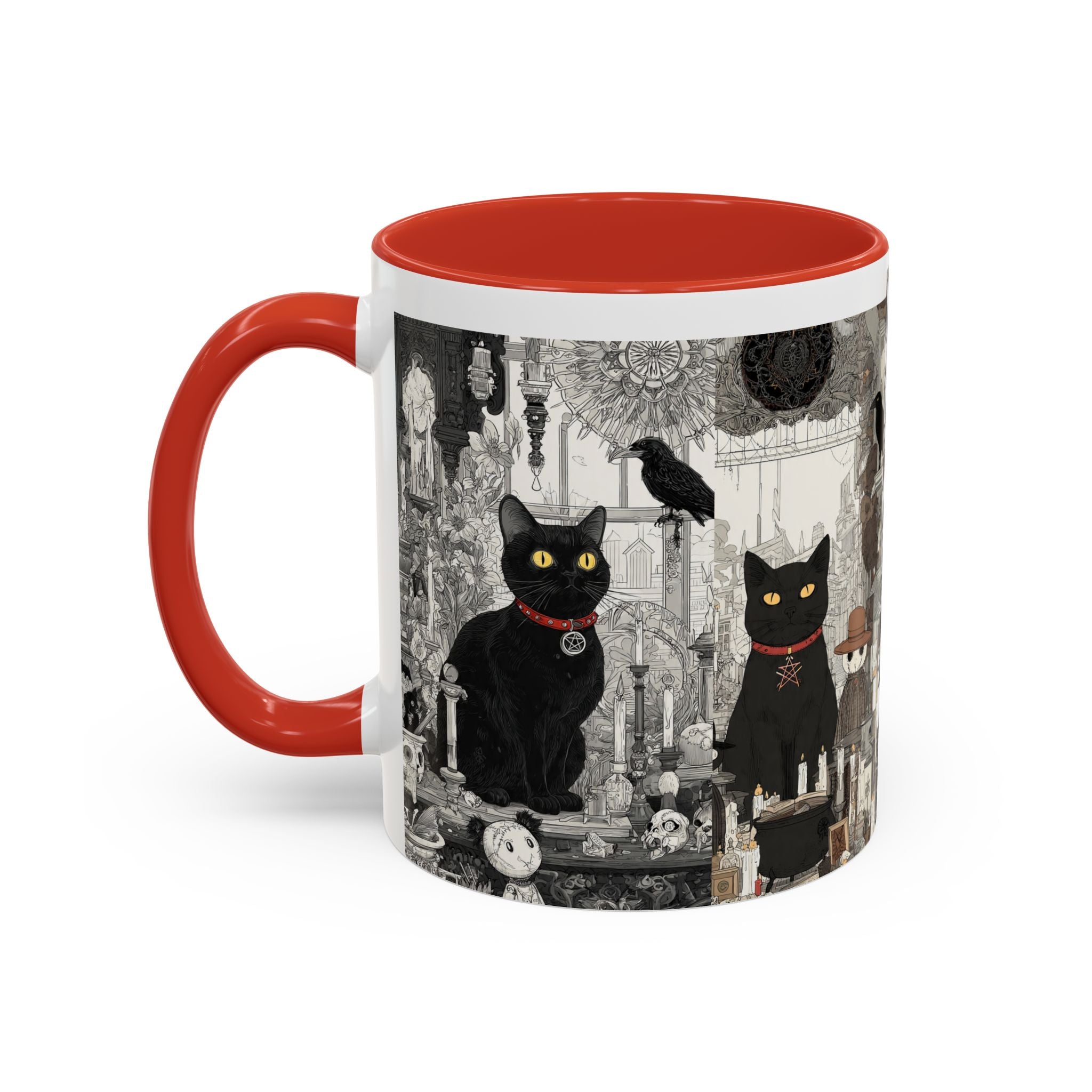 Black Cat Vintage Street Art Coffee Mug — 11/15oz Accent Ceramic