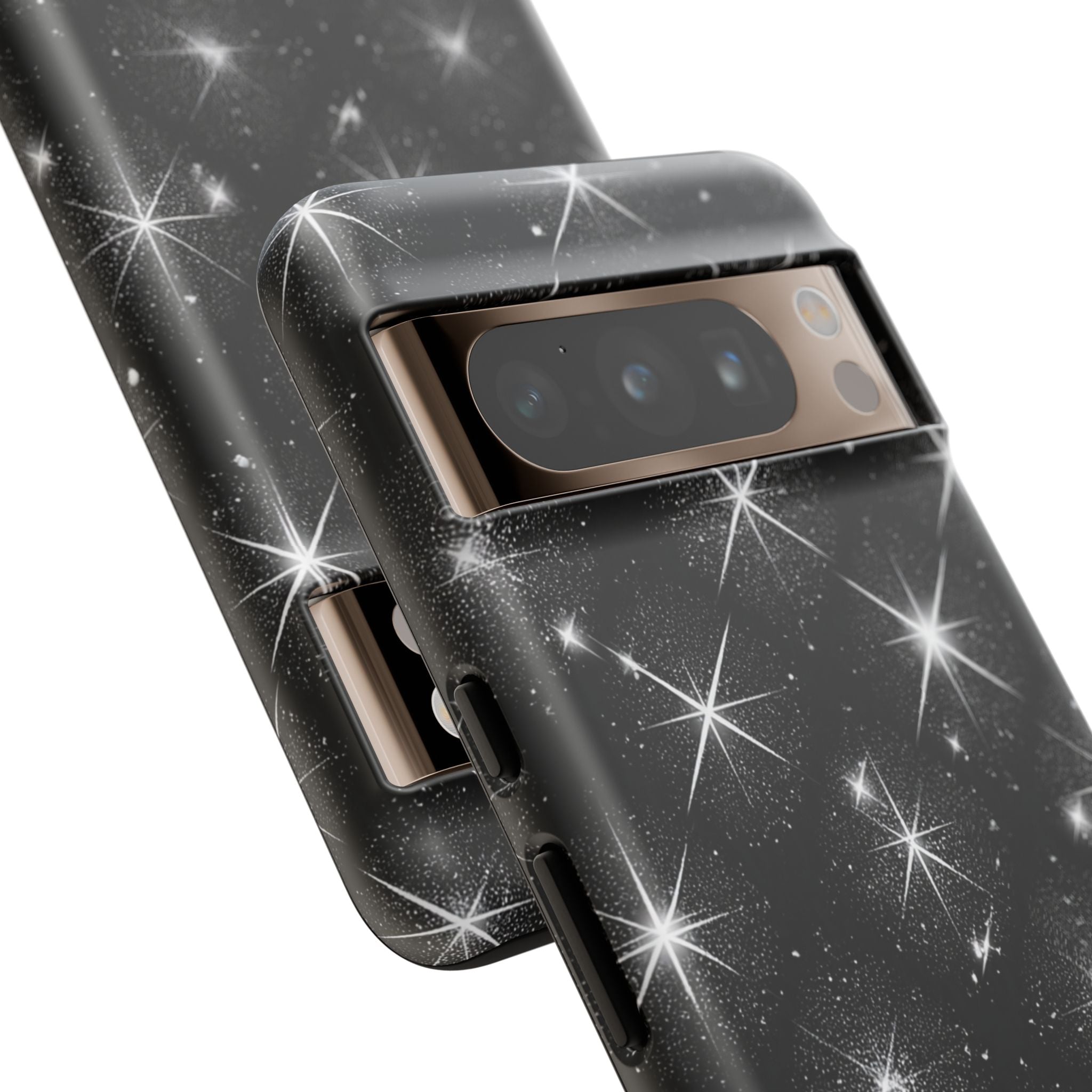 Galaxy Sparkle Tough Phone Case — Black Starfield Protective Cover