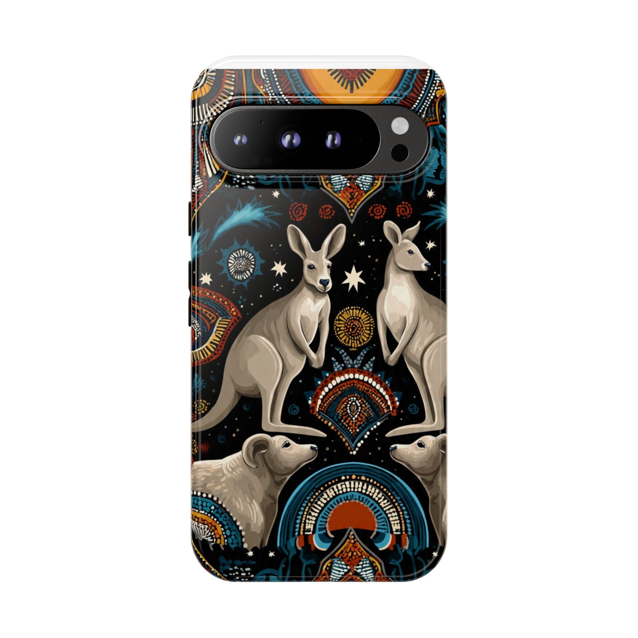 Kangaroo & Boomerang Tough Phone Case — Australian Wildlife Pattern