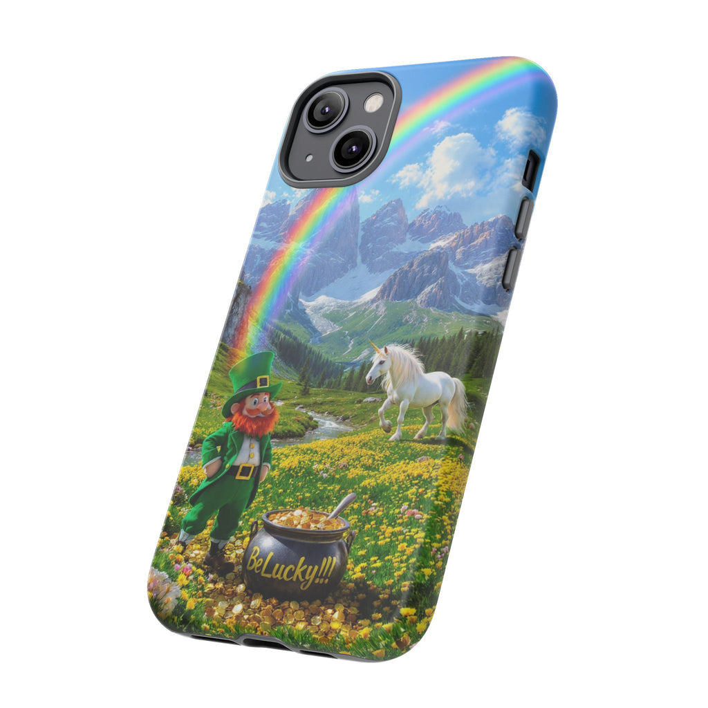 Lucky Leprechaun & Unicorn Phone Case — Rainbow Pot of Gold Protective Cover