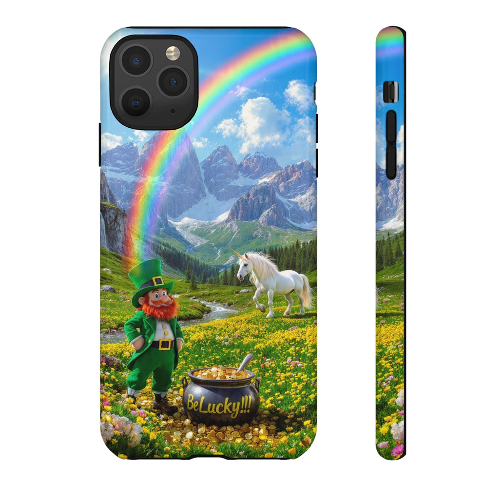 Lucky Leprechaun & Unicorn Phone Case — Rainbow Pot of Gold Protective Cover