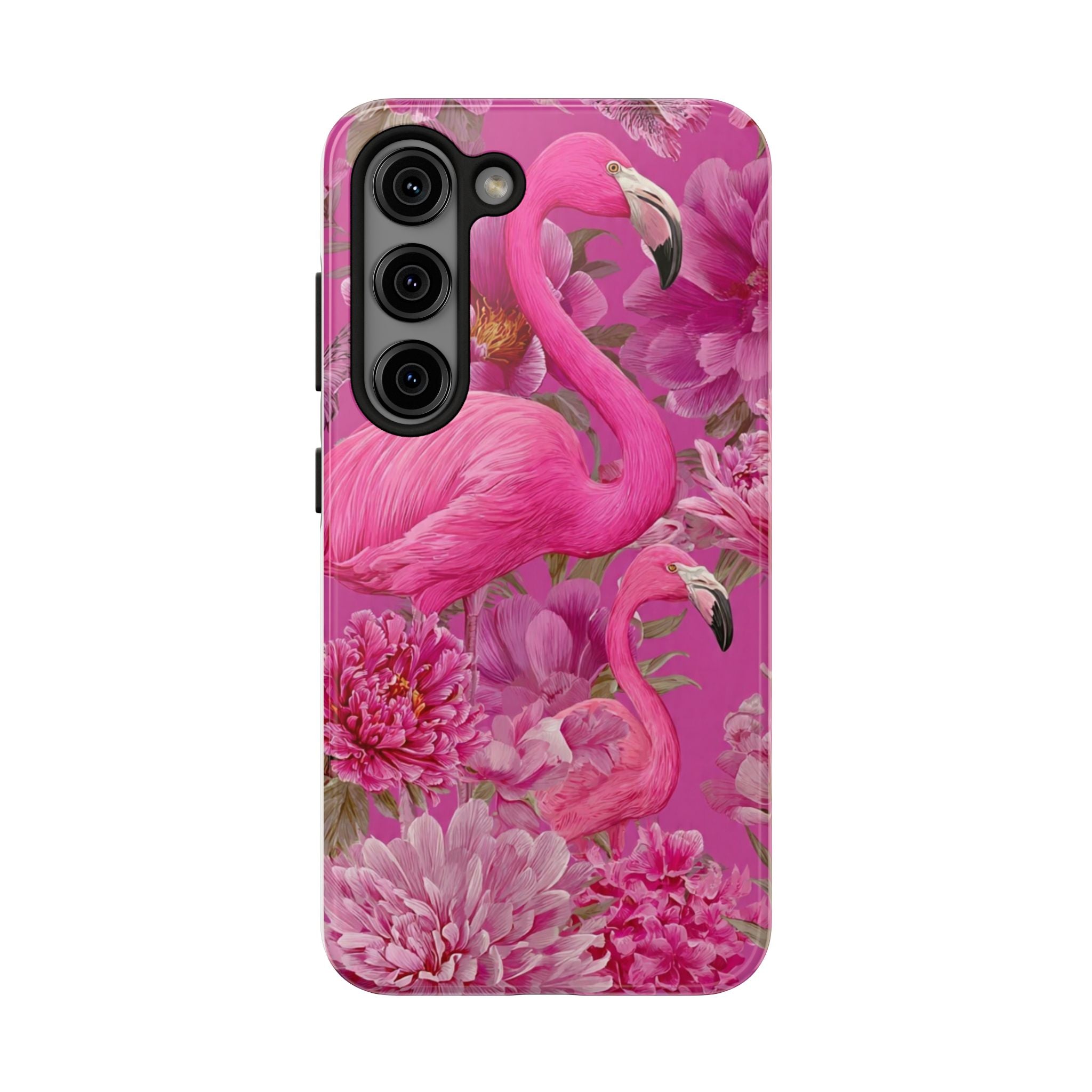 Pink Flamingo Floral Tough Phone Case — Protective iPhone Cover