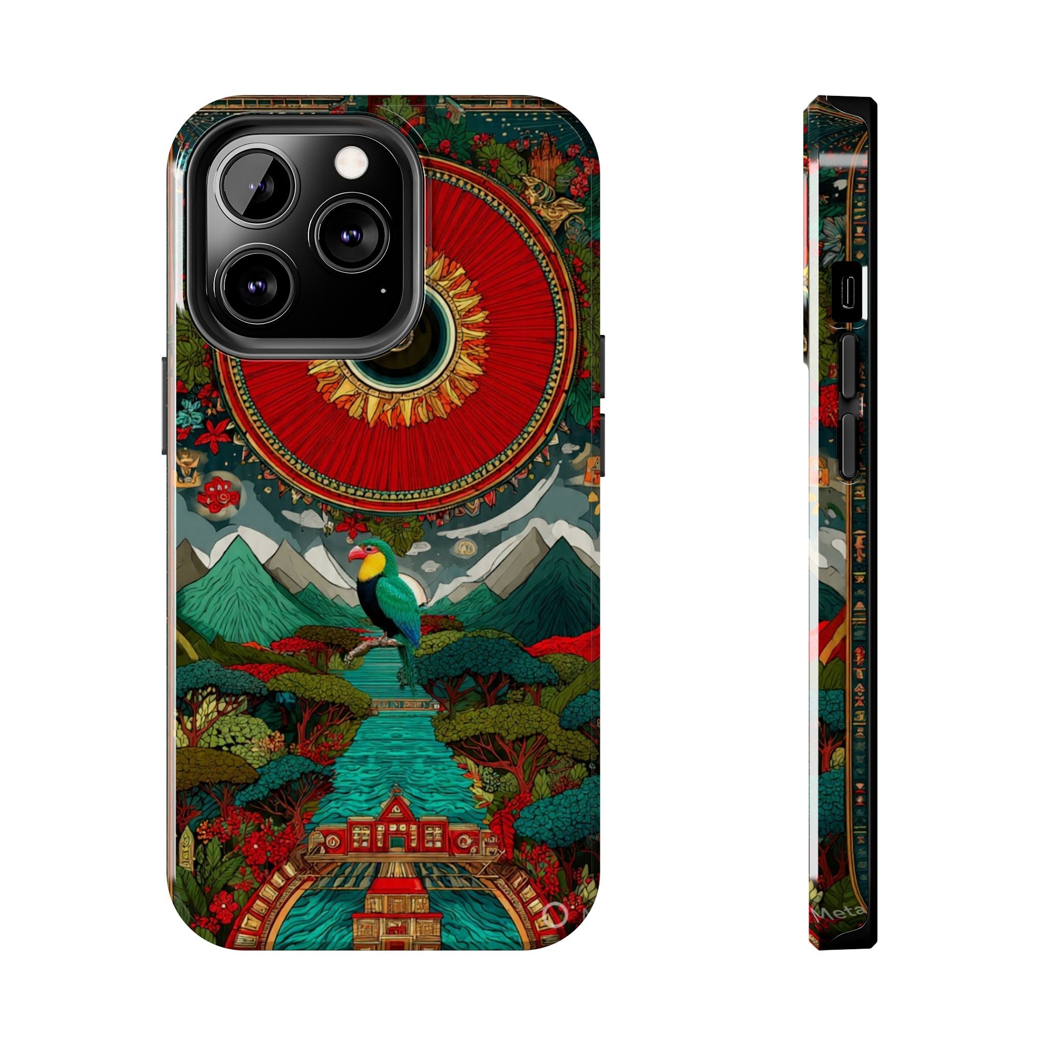 Tough Phone Case — Vibrant Tropical Mountain Bird Design