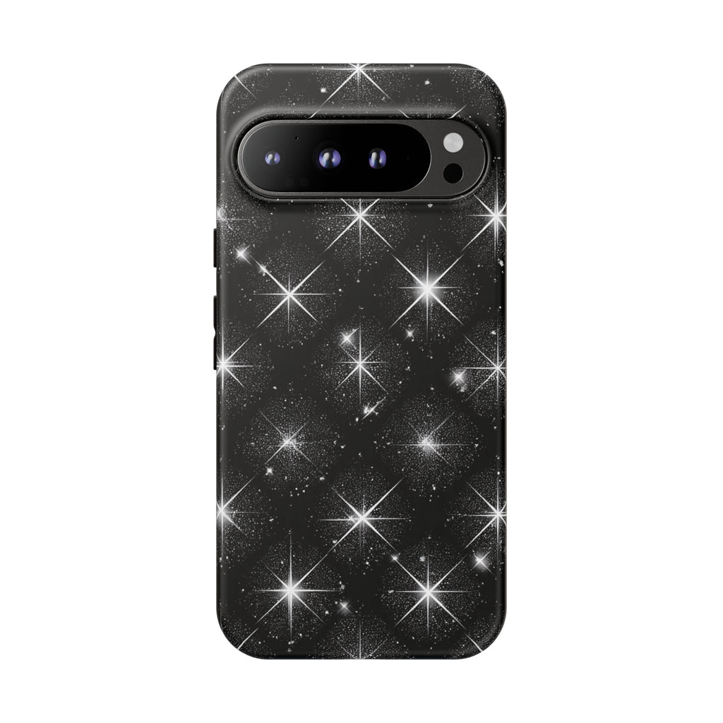 Galaxy Sparkle Tough Phone Case — Black Starfield Protective Cover